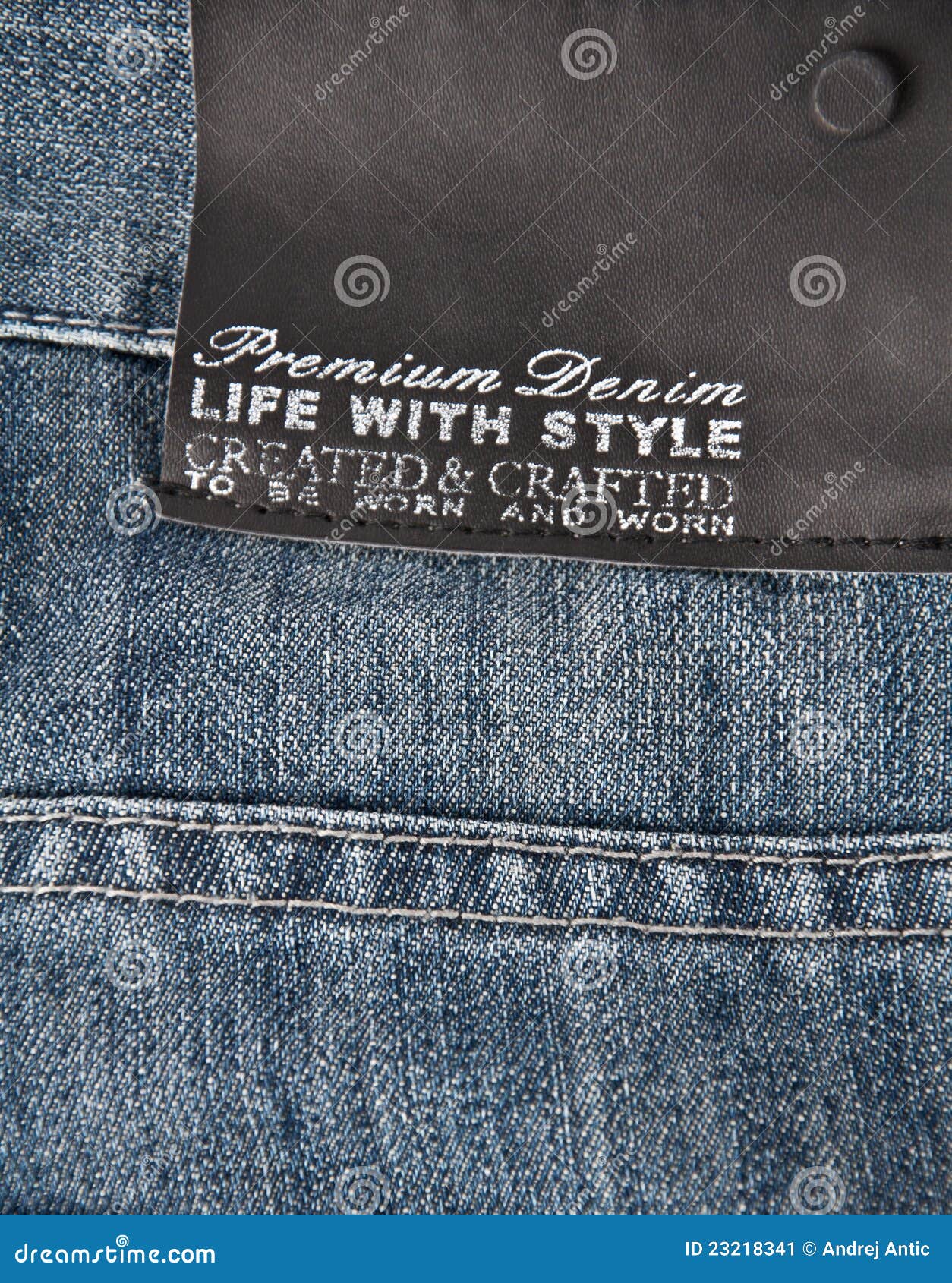 Jeans Texture With Black Label Stock Image - Image of closeup, empty ...