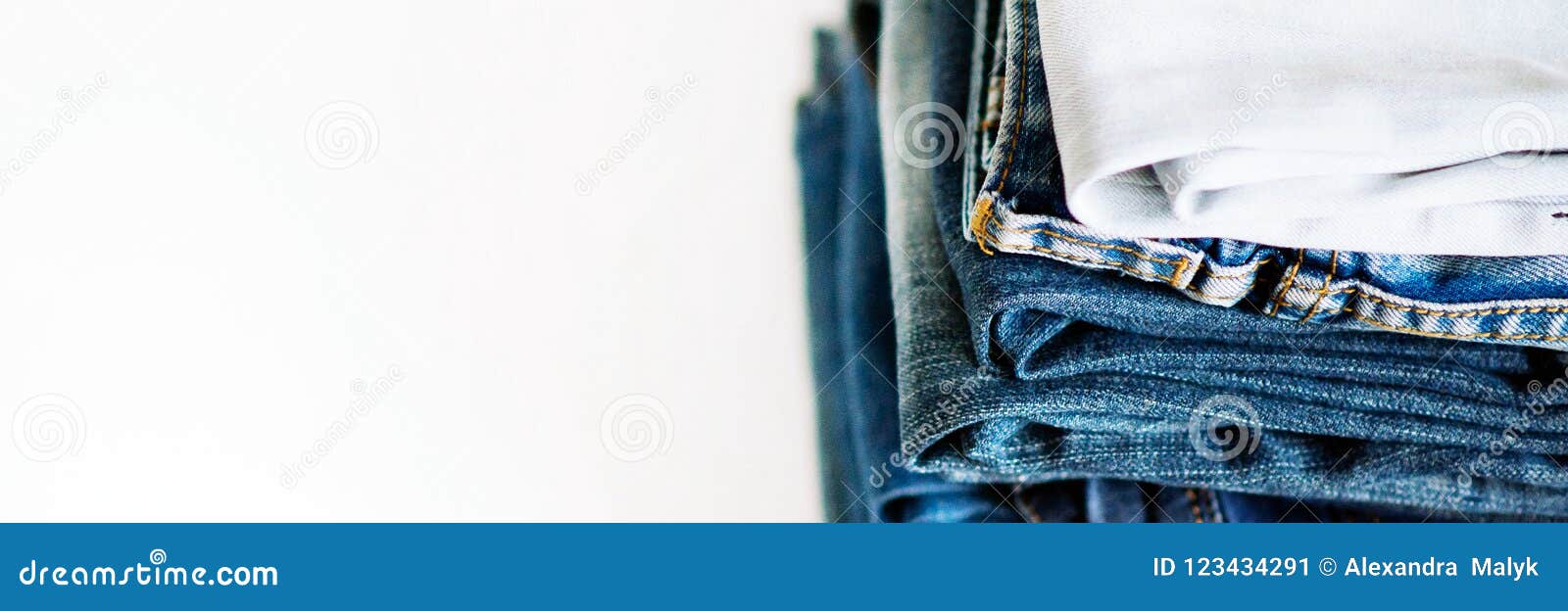 Jeans Things Stacked Stack. Isolated on White Background Stock Image ...