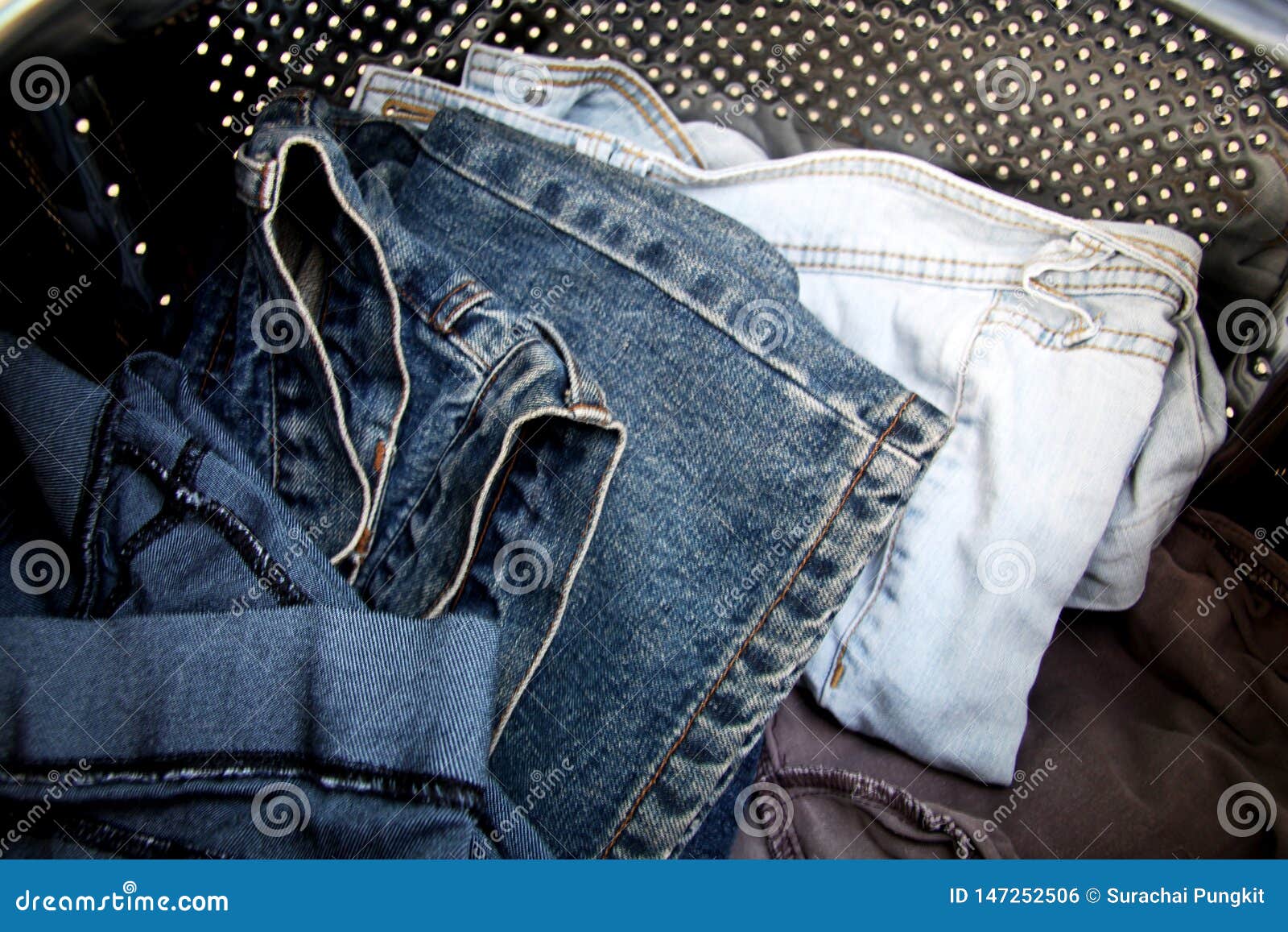 Jeans in the Washing Machine Stock Photo Image of design, color