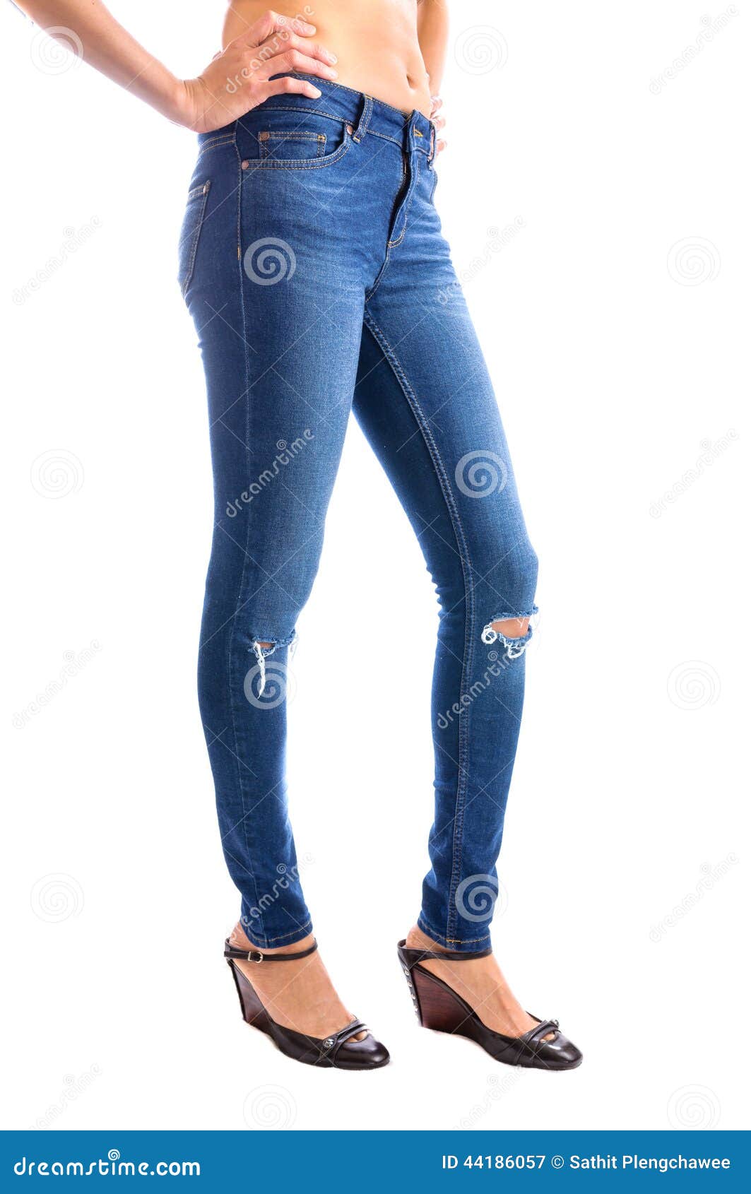 Jeans, Woman Waist Wearing Jeans Stock Image - Image of gorgeous, legs ...