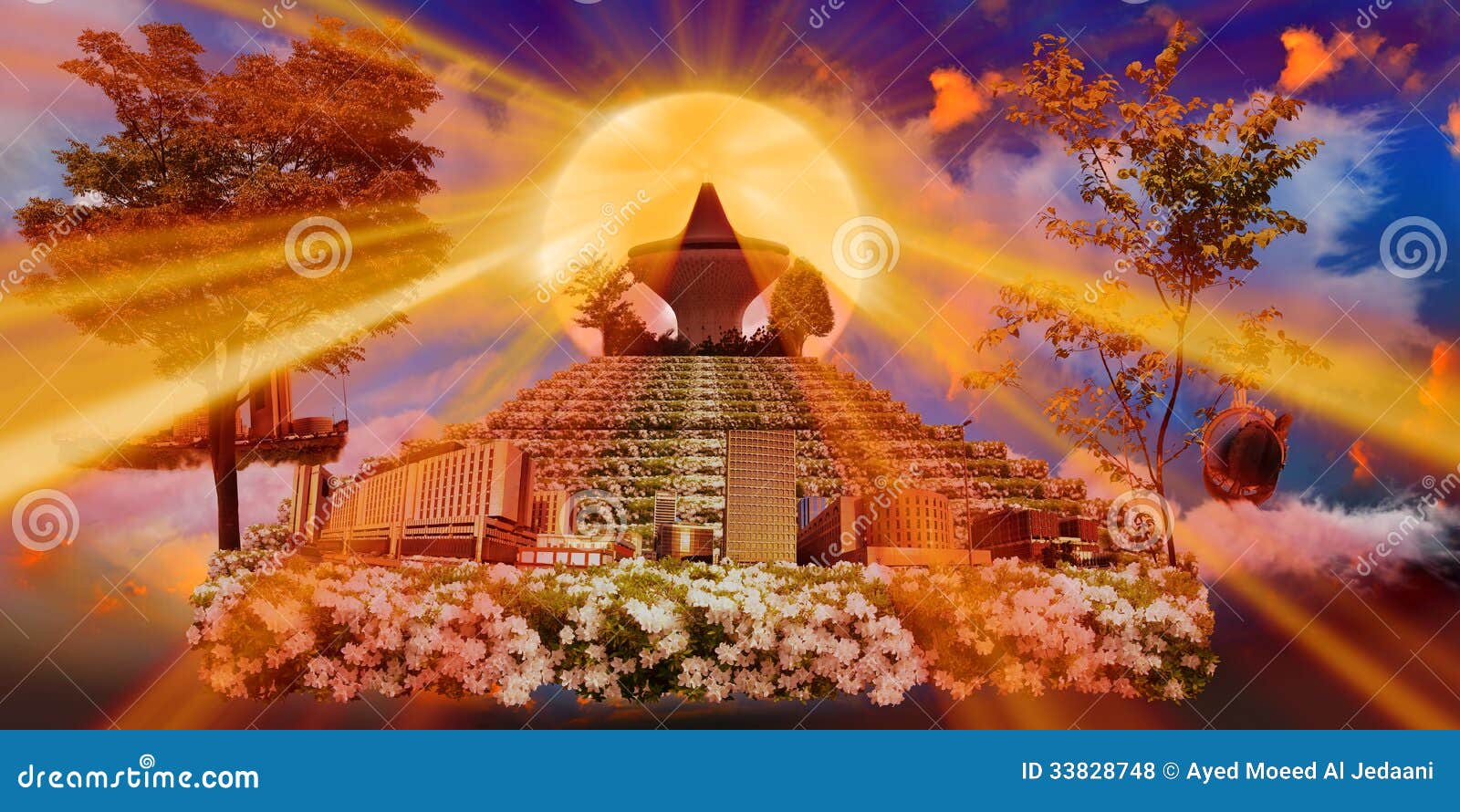 Jeddah Rose Gardens at Sunset Stock Illustration Illustration of