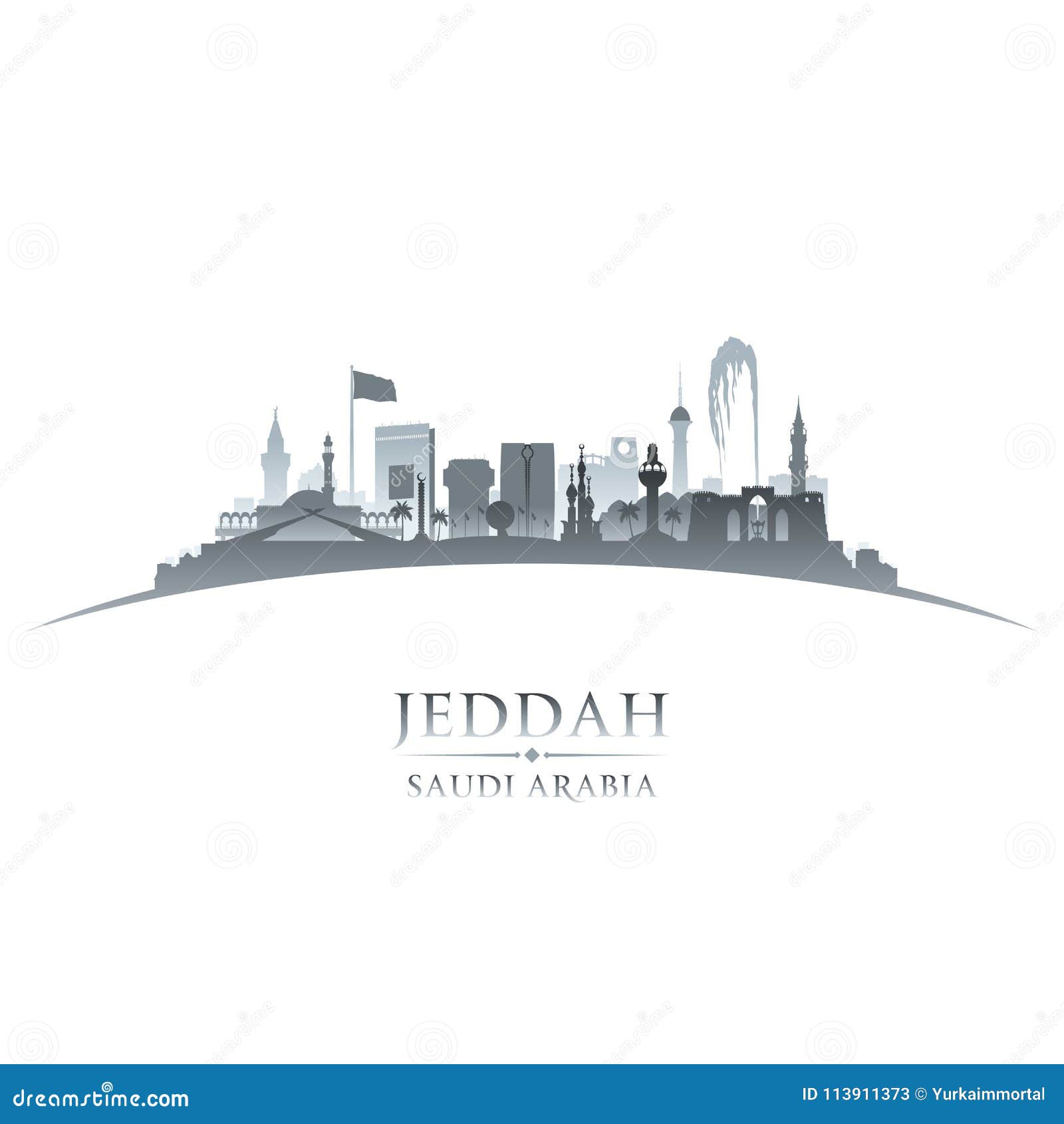 jeddah saudi arabia city skyline silhouette white background
