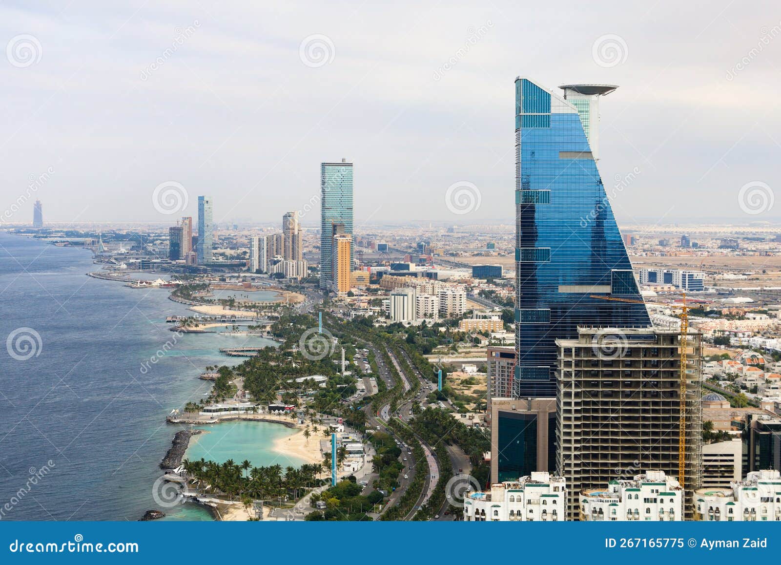 jeddahcity , saudi arabia - cityescape - a beautiful view of jeddah beach, waterfront city