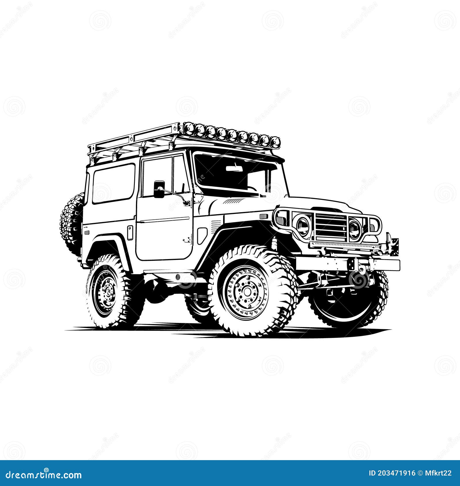 jeep land cruiser fj40 car   line art black and white