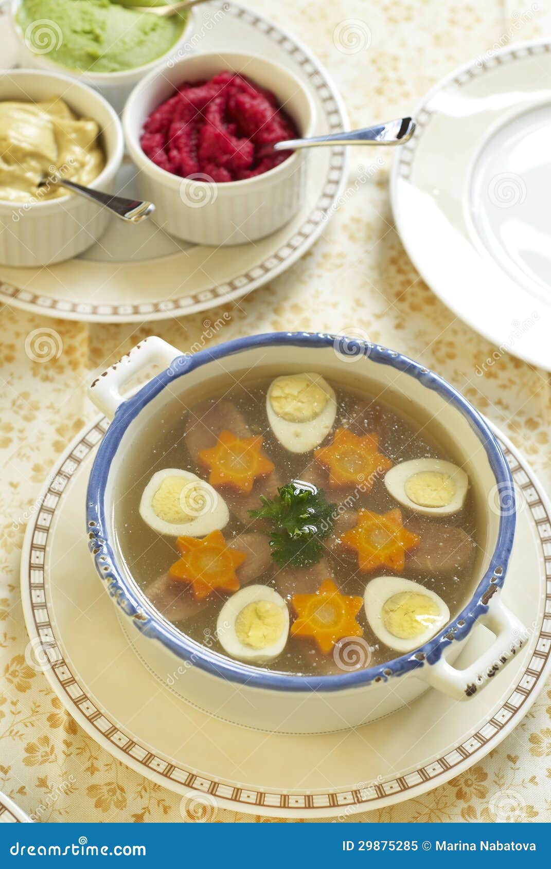 Jellied with Beef Tongue, Carrot and Quail Eggs Stock Image Image of