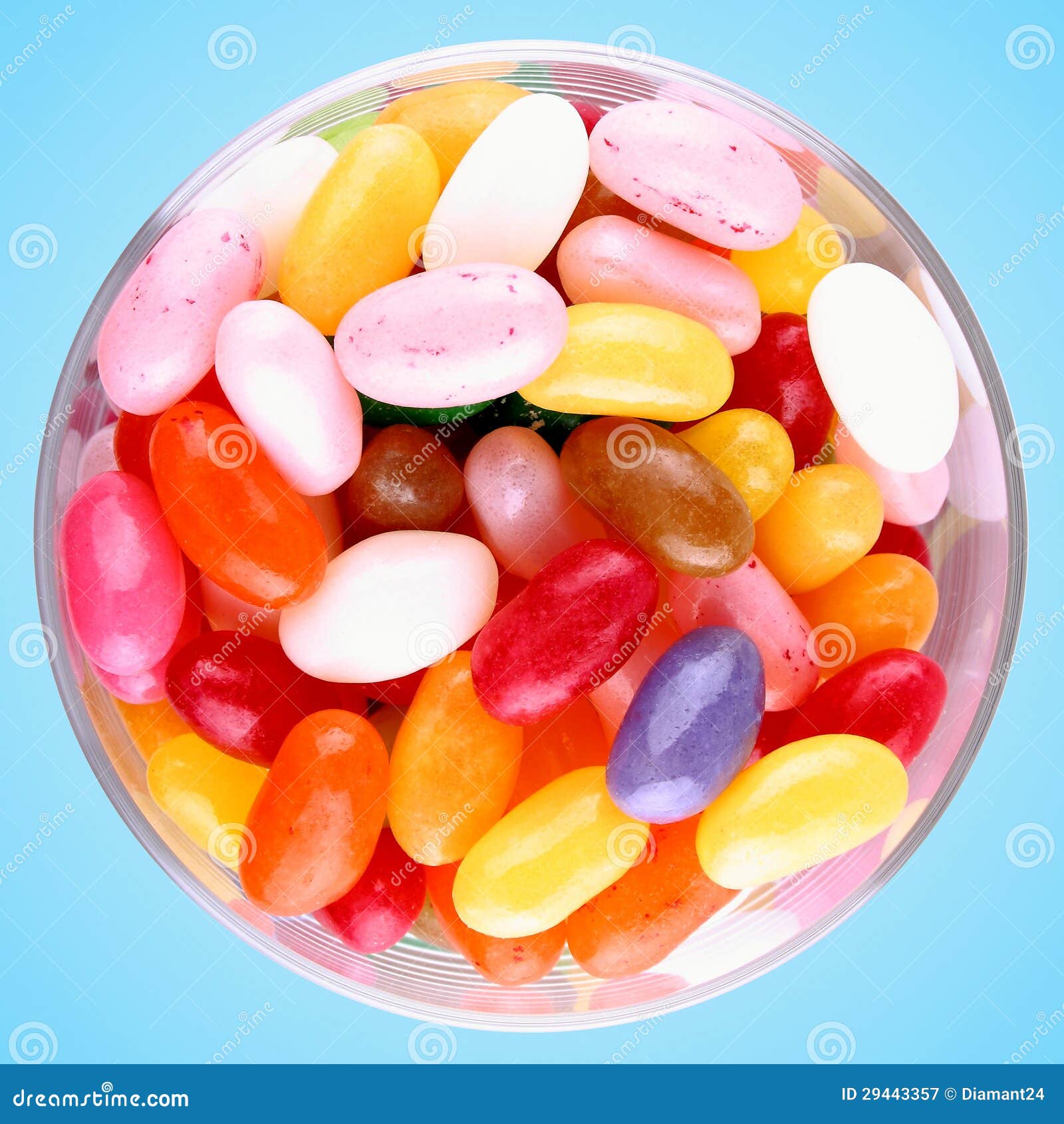 Jelly Beans in Glass on Blue Background Stock Image Image of gummy