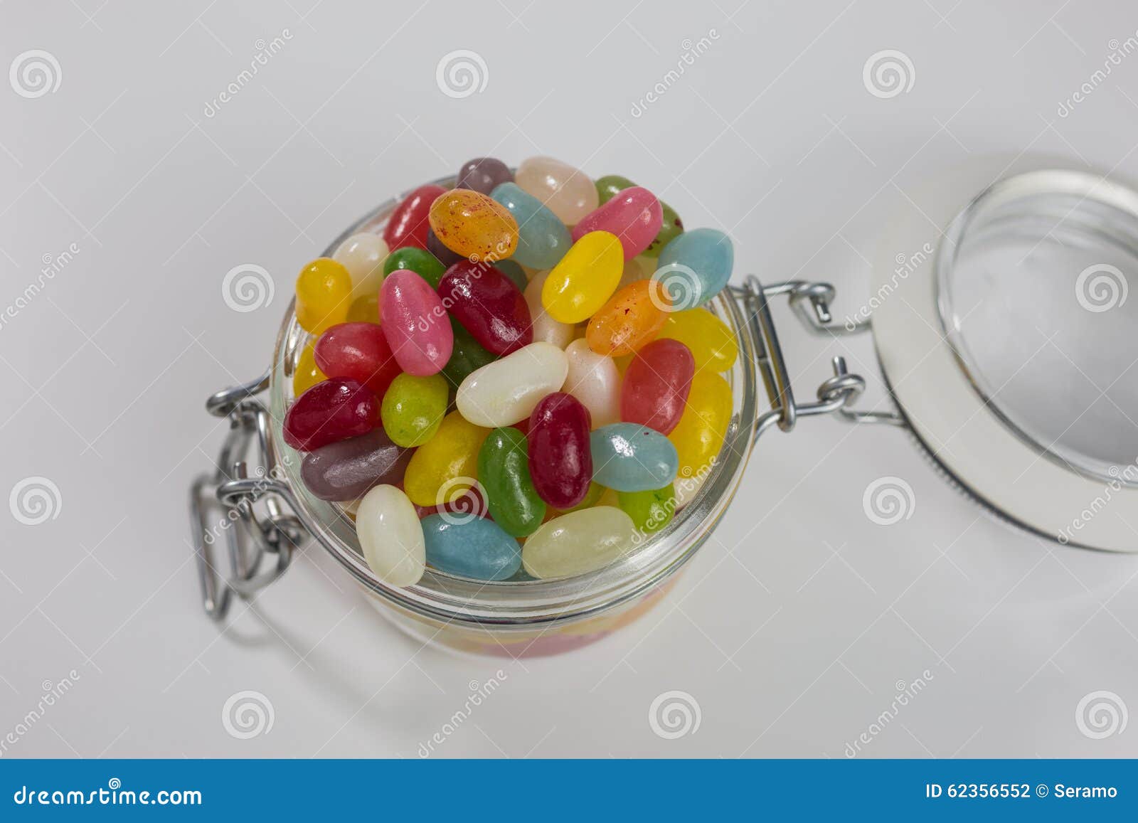 Jelly beans in glass jar stock photo. Image of fruit 62356552