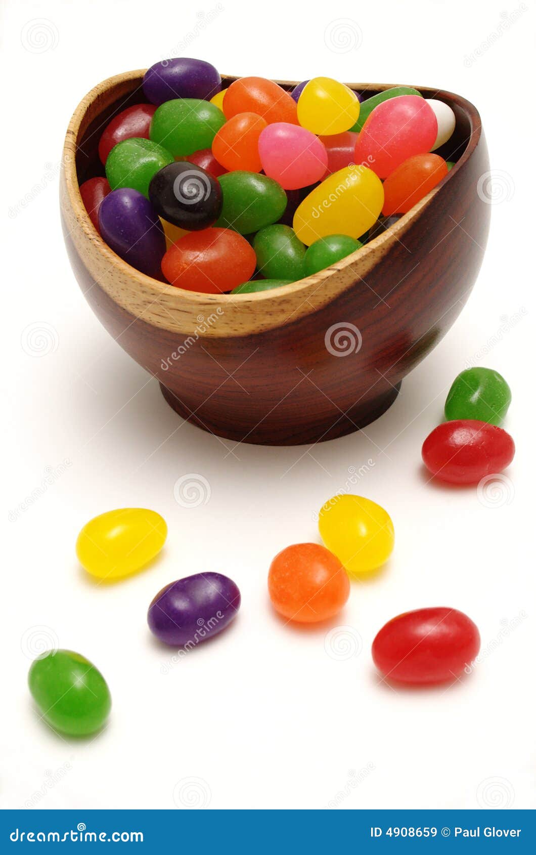 jelly beans in rosewood bowl