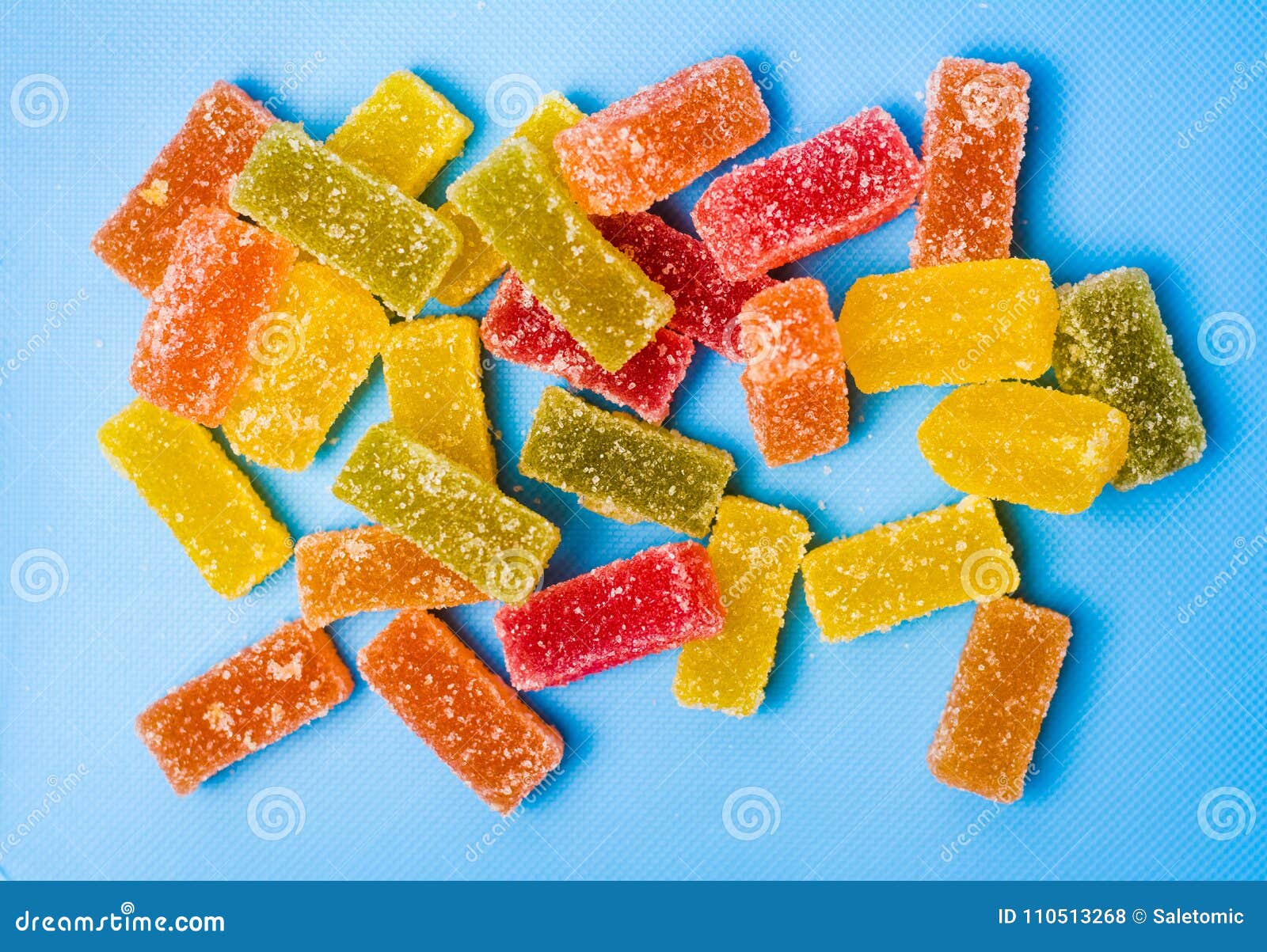 Jelly Candy Pieces on Cutting Board Stock Photo Image of green, gummy
