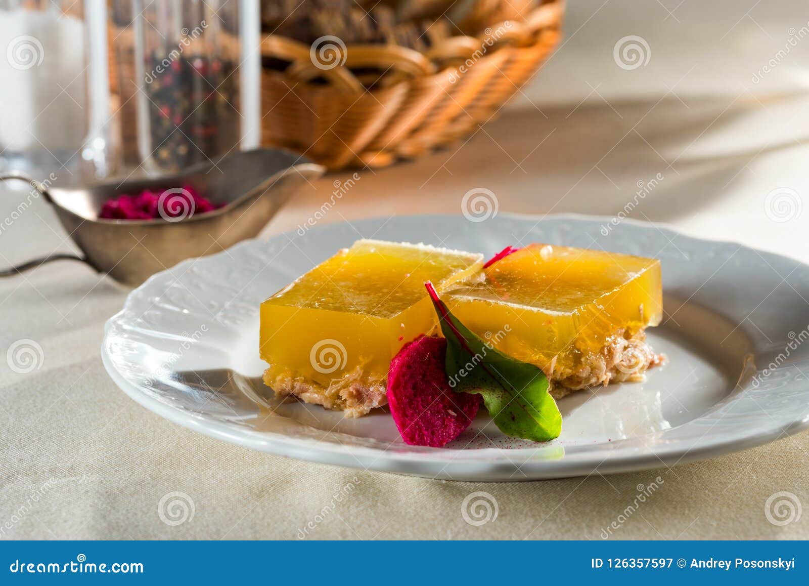 Jelly Cold Meat with Meat and Sauce on a Plate Stock Image Image of