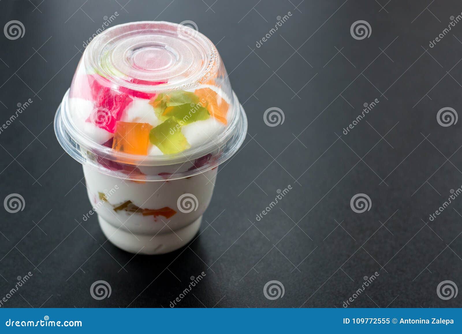 Jelly in Disposable Glasses on a Table Stock Image Image of fast