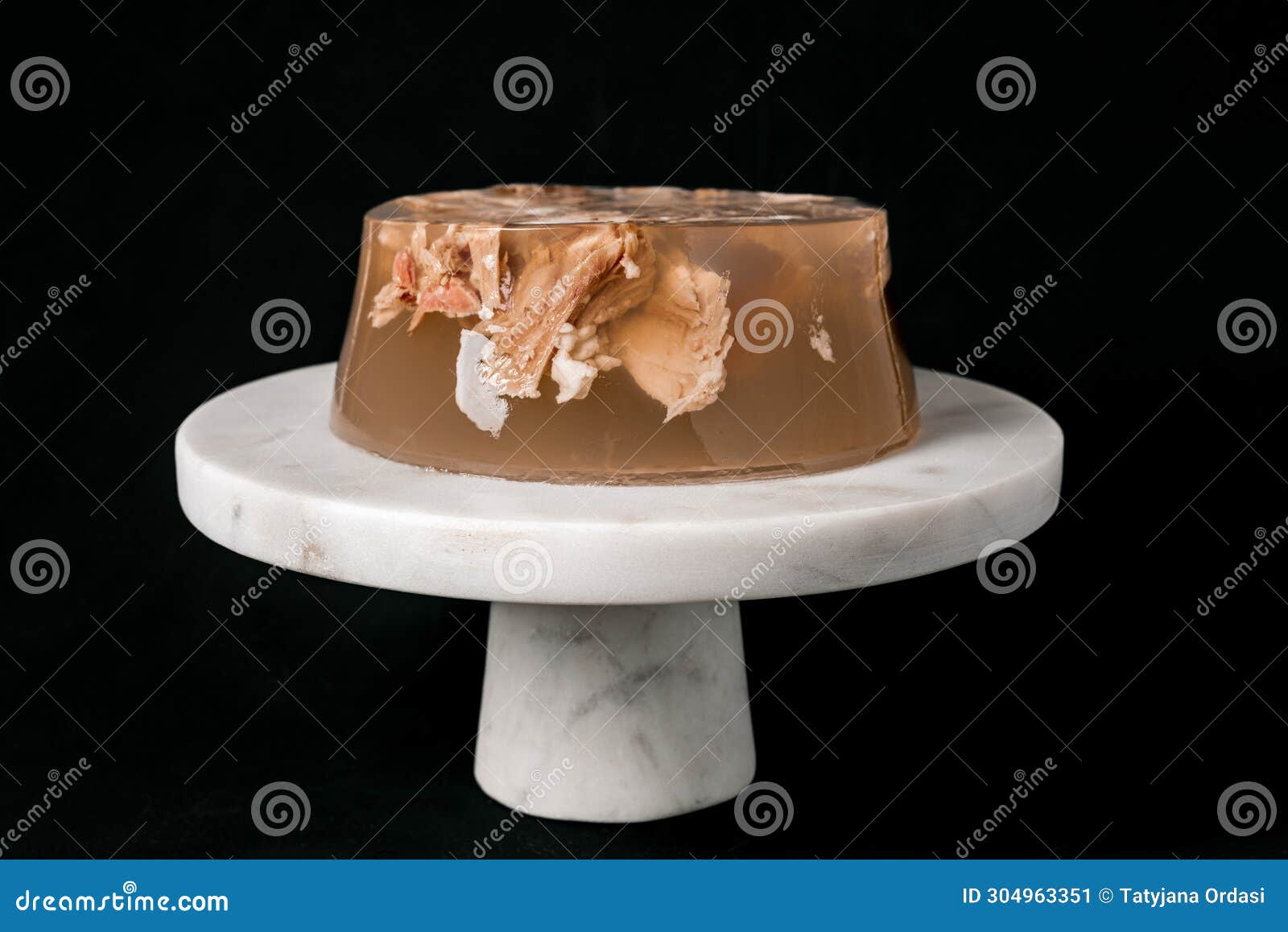 Jelly with Meat, Beef Aspic, Traditional Dish. Portion on Plate Stock