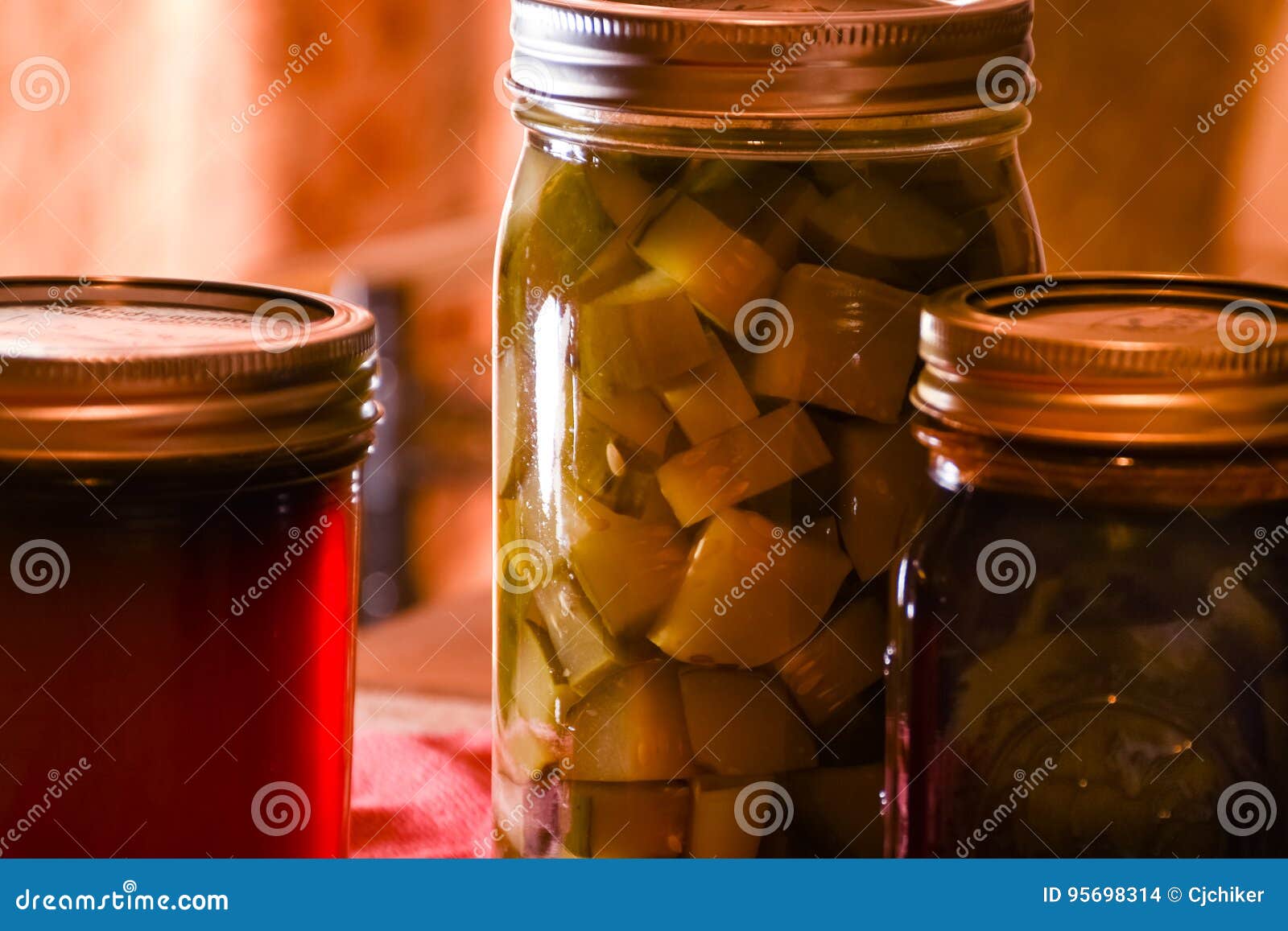 Jelly and Pickles Canning Jars Stock Photo Image of summer, sugar