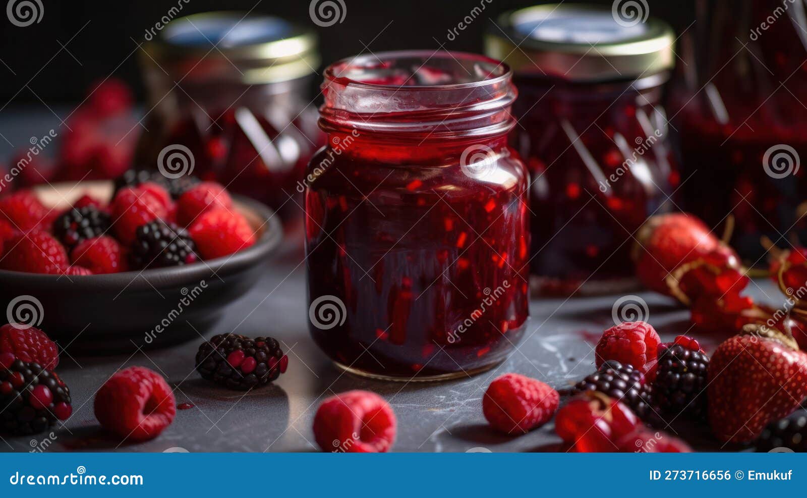 Jelly with Red Berries Generative Ai Stock Illustration Illustration
