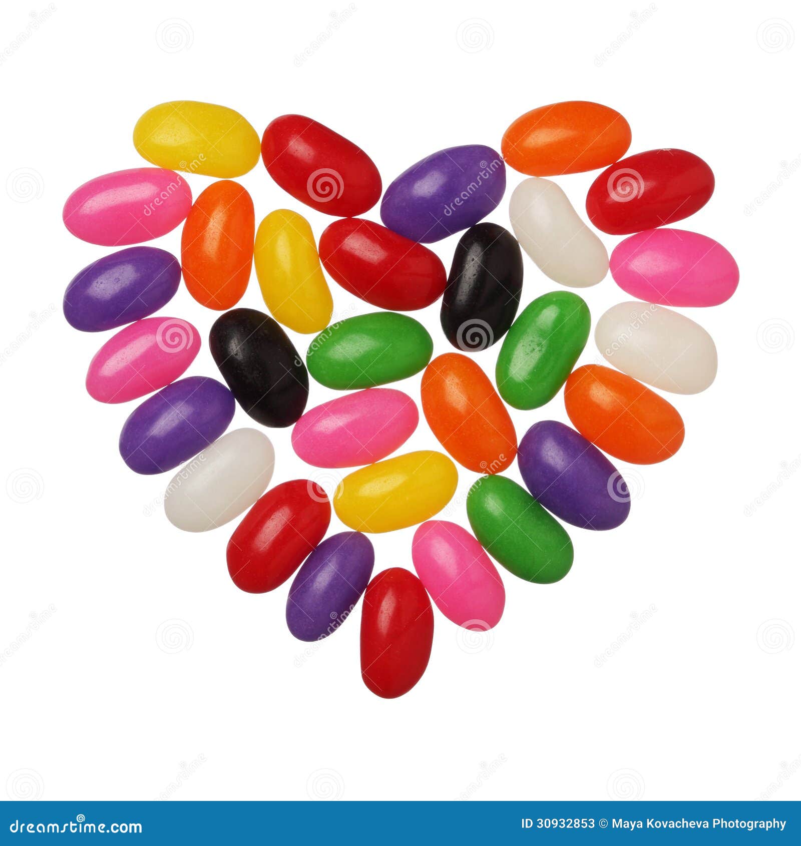 Jellybeans Heart Isolated on White Background, Close Up Stock Image ...