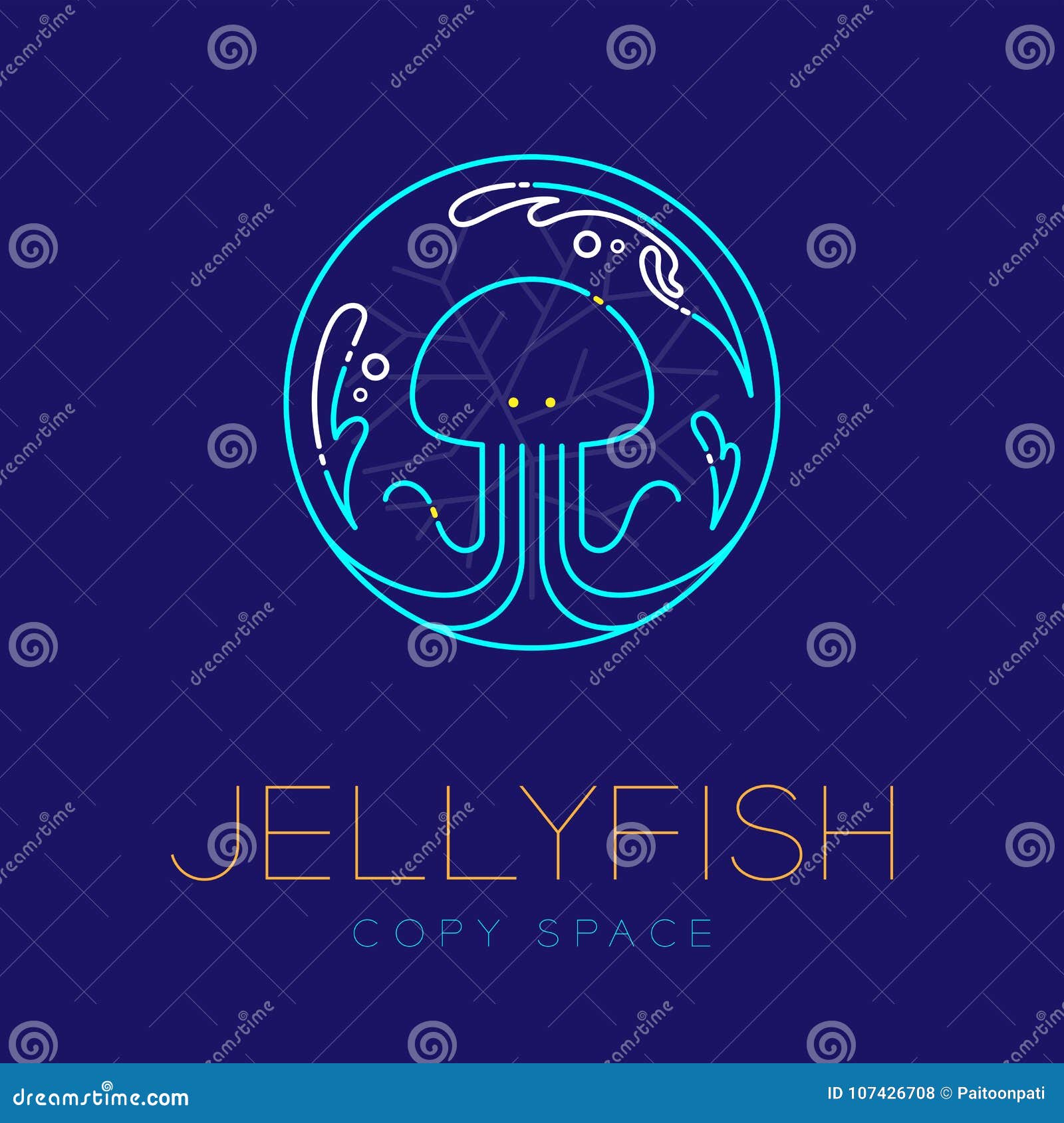 jellyfish, water splash, coral  icon outline stroke set
