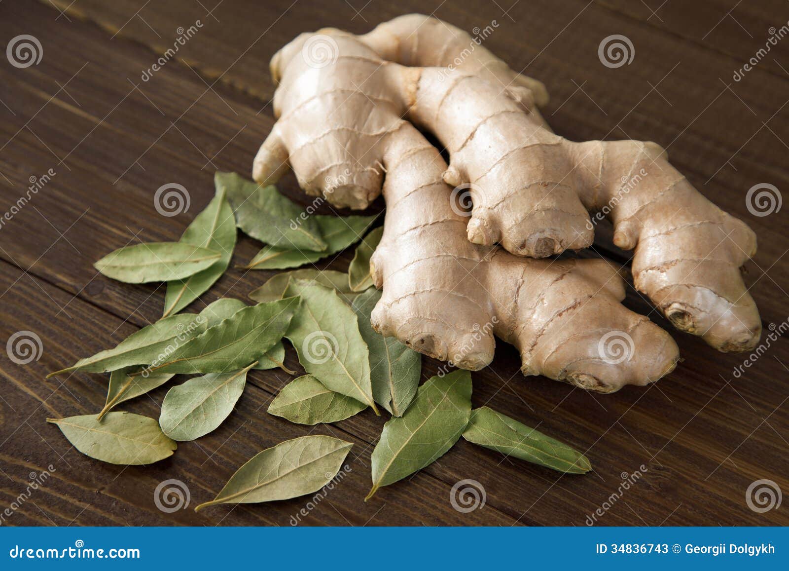 Jengibre y hoja de laurel imagen de archivo. Imagen de diferente 34836743