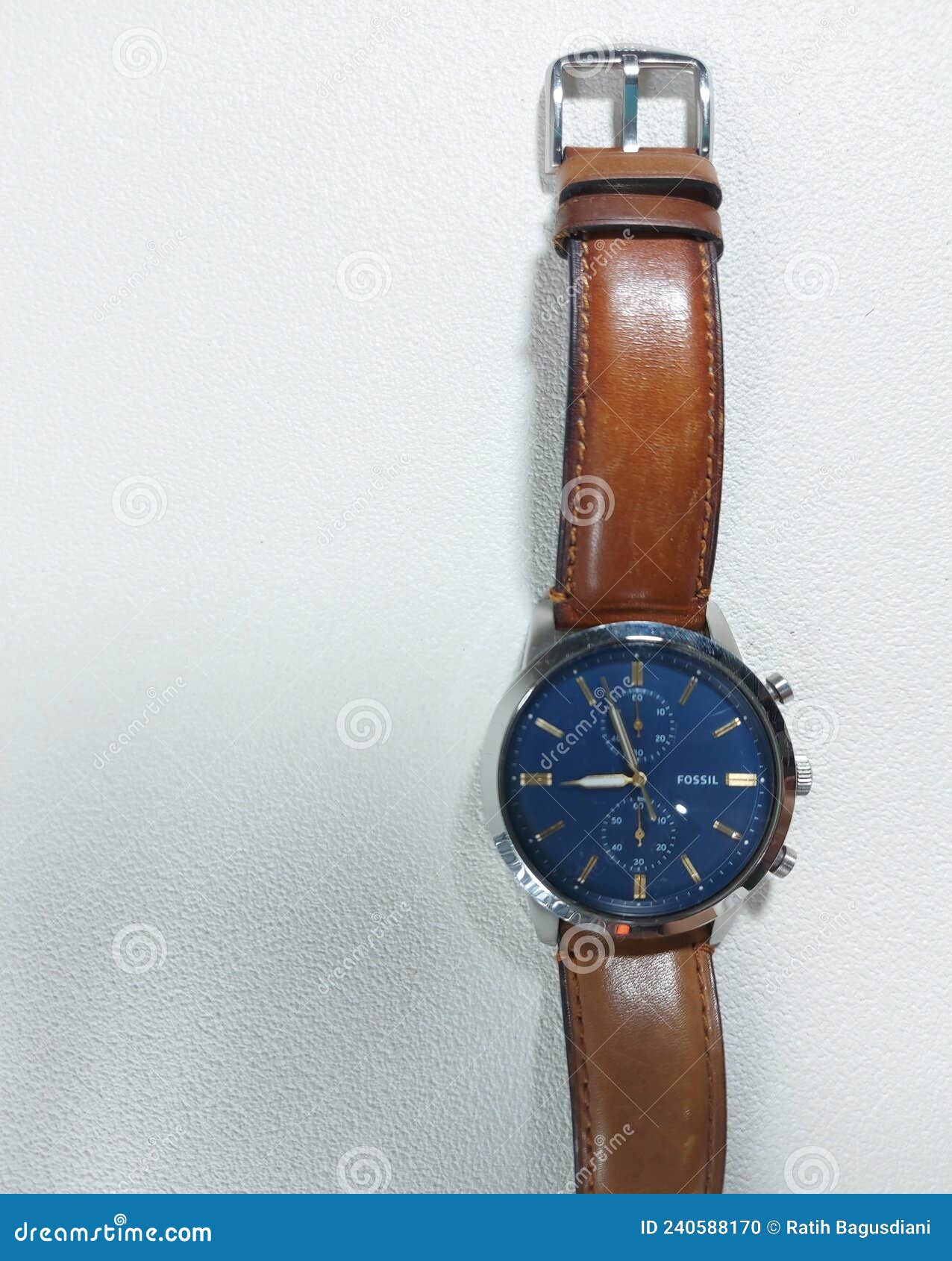 Jepara,Indonesia-January 14 2022: Fossil Watch with Brown Leather Strap.  Men S Watch Editorial Image - Image of design, jepara: 240588170