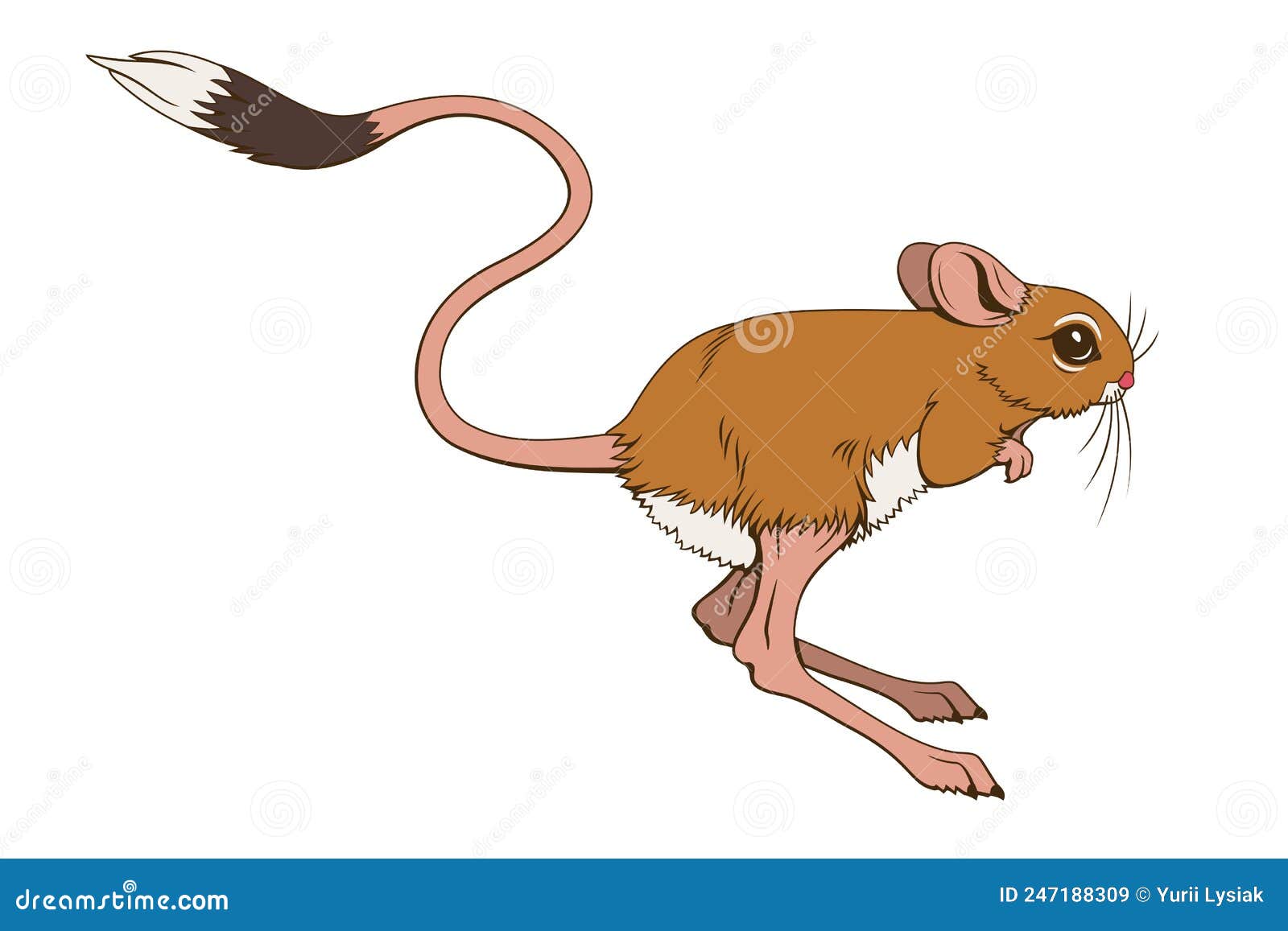 Prehistoric jerboa dinosaur. Dino is jumping. Raptor Animal Monster Stock  Vector