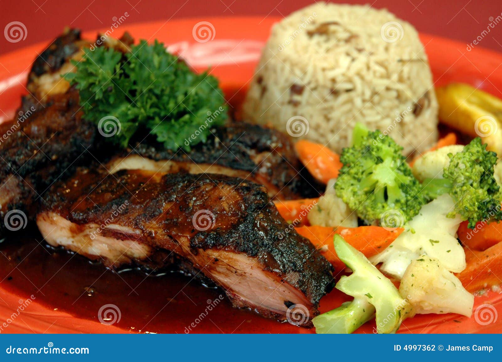 Jerk Chicken Plate 2 Stock Photo Image Of Chicken Sauce 4997362