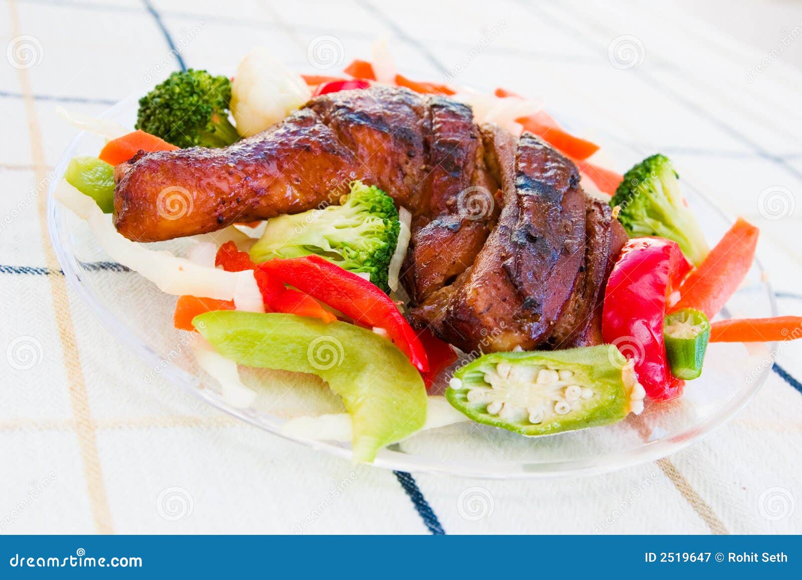 Jerk Chicken with Vegetables Stock Image Image of broccoli