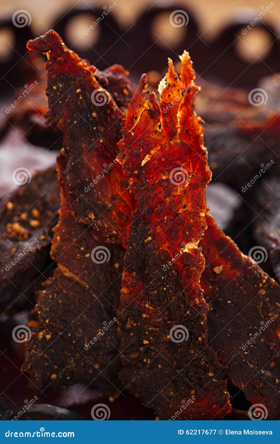 Jerky Beef Dry Cured Spiced Meat Stock Image Image of chilli, brown