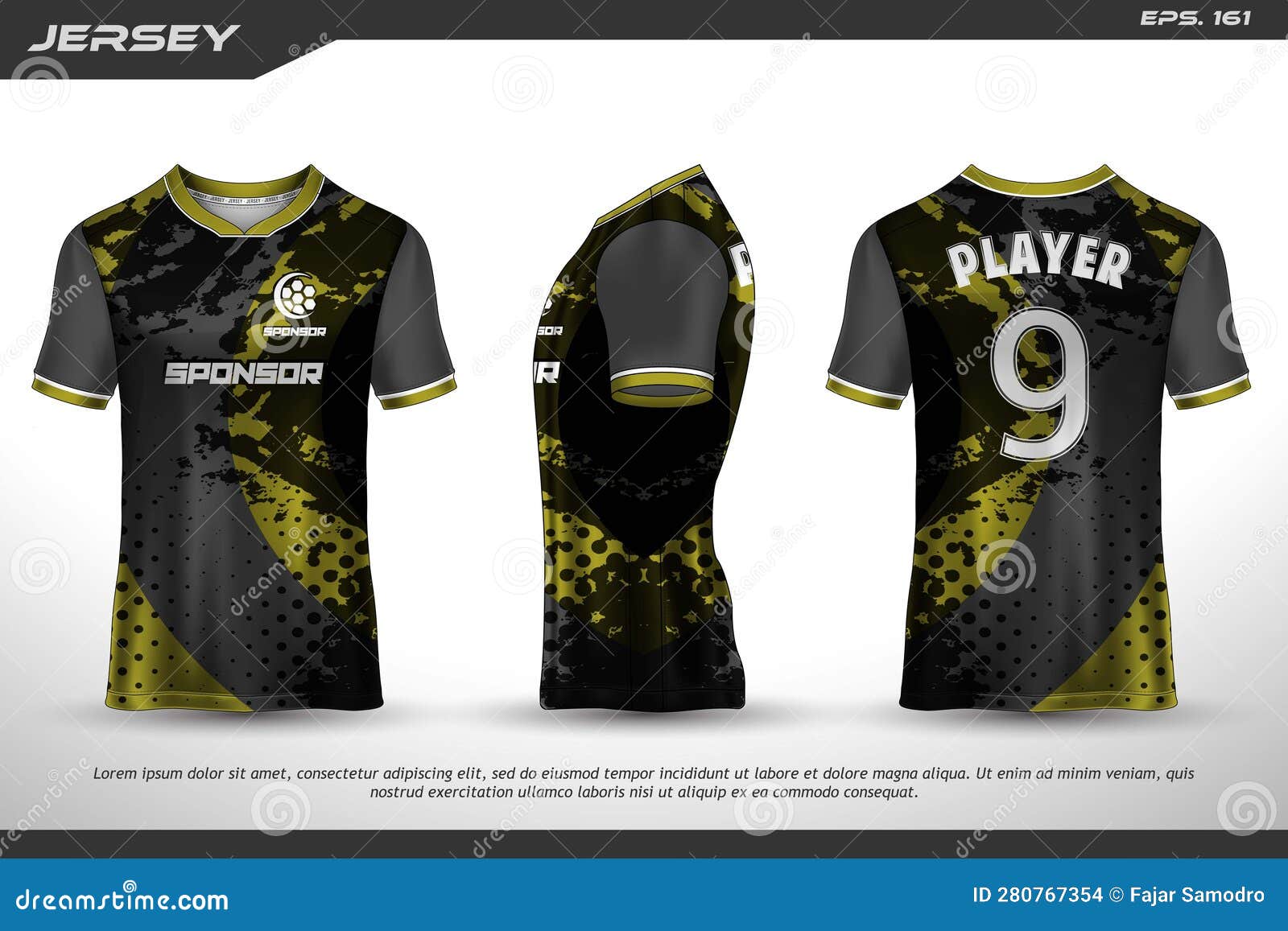 Premium Vector  Sports black gold abstract jersey template for