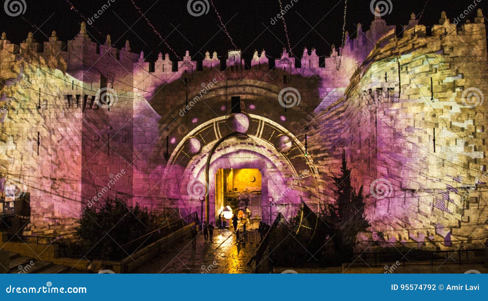 Jerusalem Festival of Light Damascus Gate Stock Photo Image of
