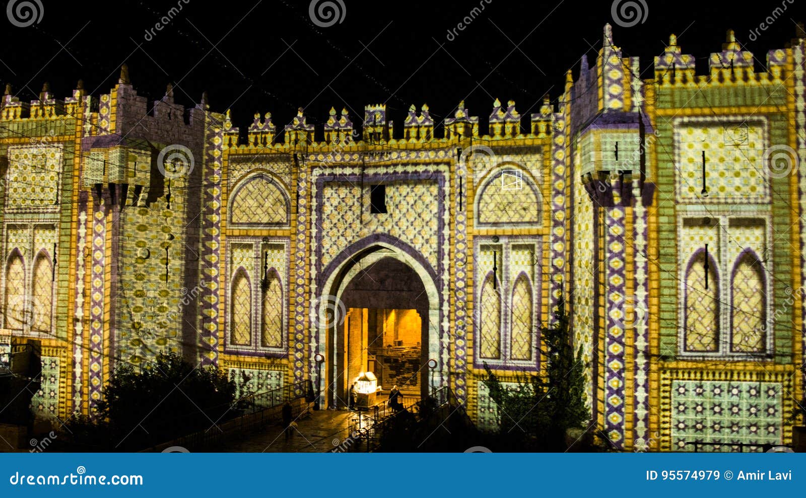 Jerusalem Festival of Light Damascus Gate Stock Image Image of