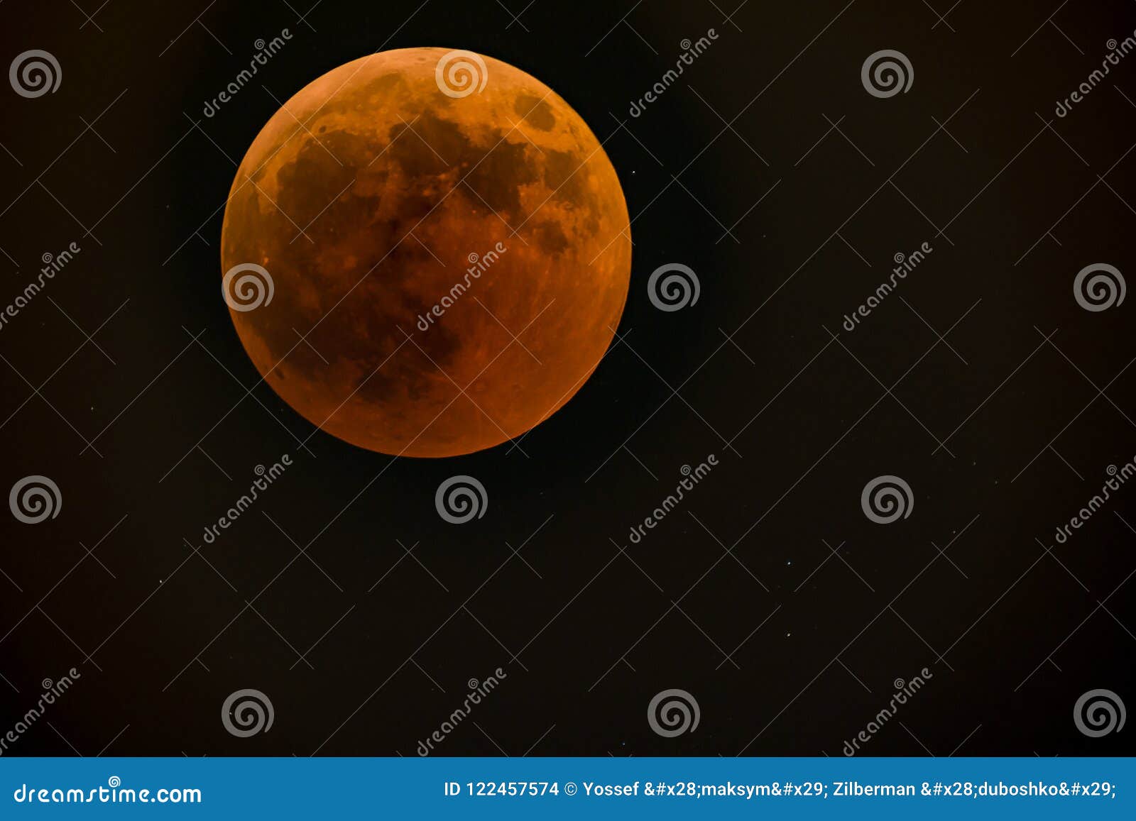 jerusalem, isr - july 27 2018: lunar eclipse red moon.