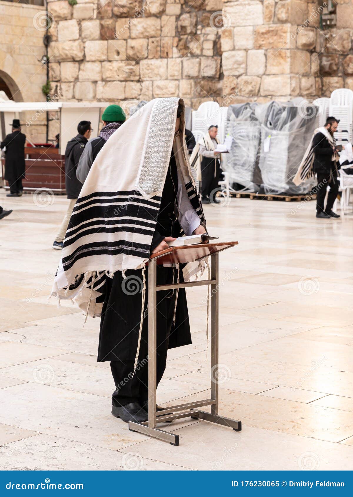 Believer Orthodox Prays Near the Kotel in the Old Town of Jerusalem in ...