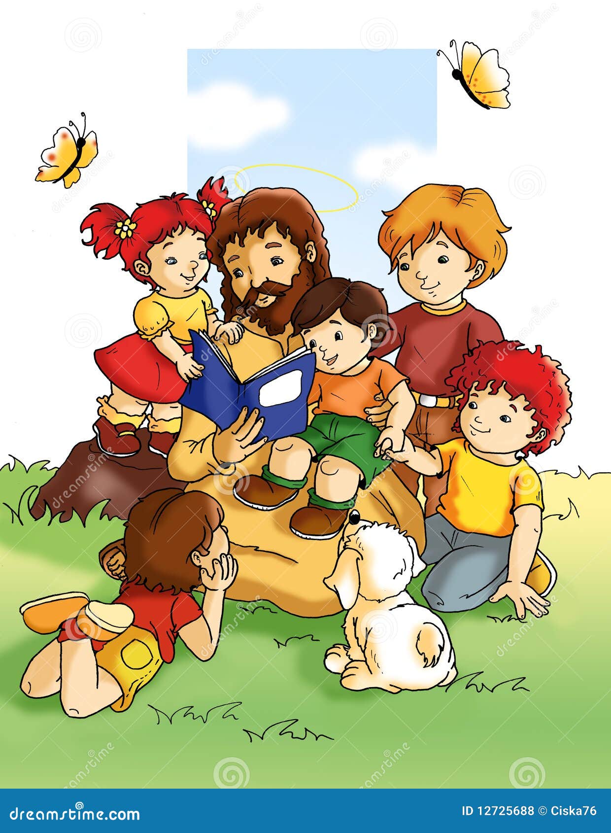 Jesús y niños stock de ilustración. Ilustración de ilustración ...