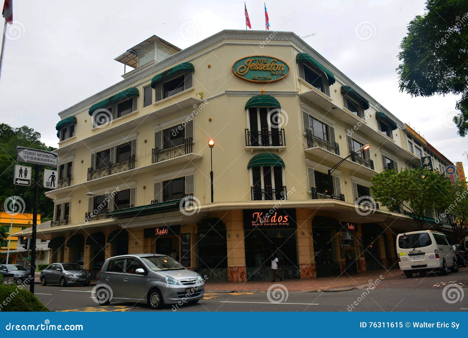 Jesselton Hotel Facade in Jalan Gaya, Kota Kinabalu, Malaysia Editorial