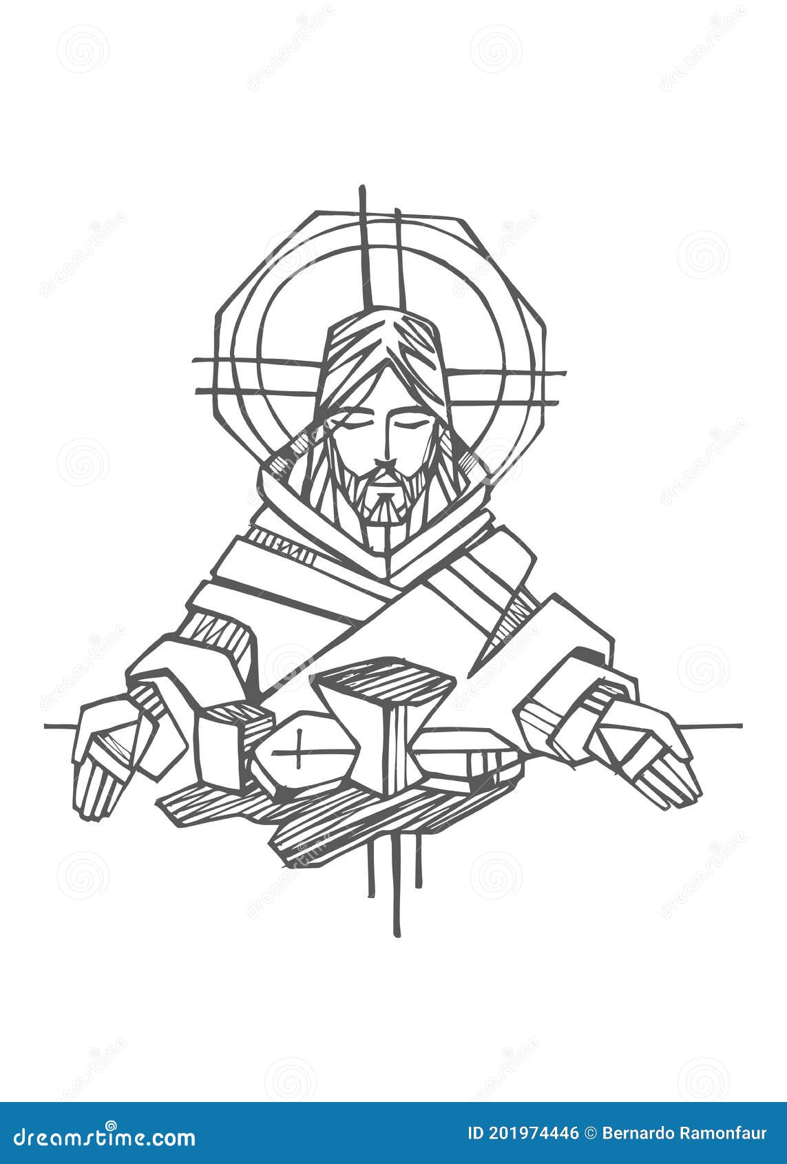 Jesucristo En La última Cena Ilustración del Vector - Ilustración de  vector, eucarista: 201974446