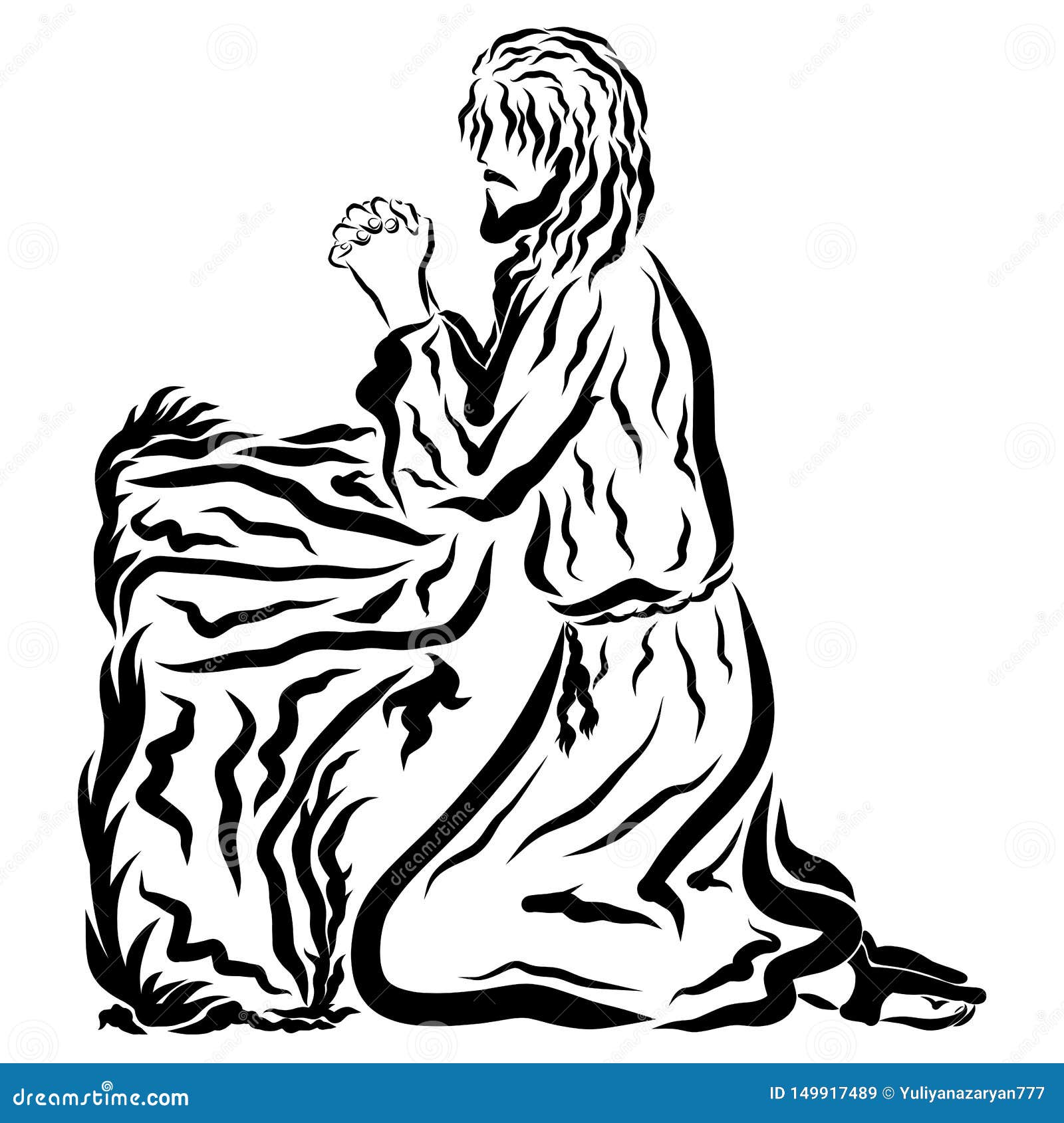 Jesus Betet Auf Seinen Knien Im Garten Von Gethsemane Stock Abbildung Illustration Von Gest Evangelium 149917489