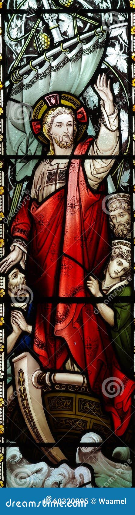 jesus calming the storm in stained glass