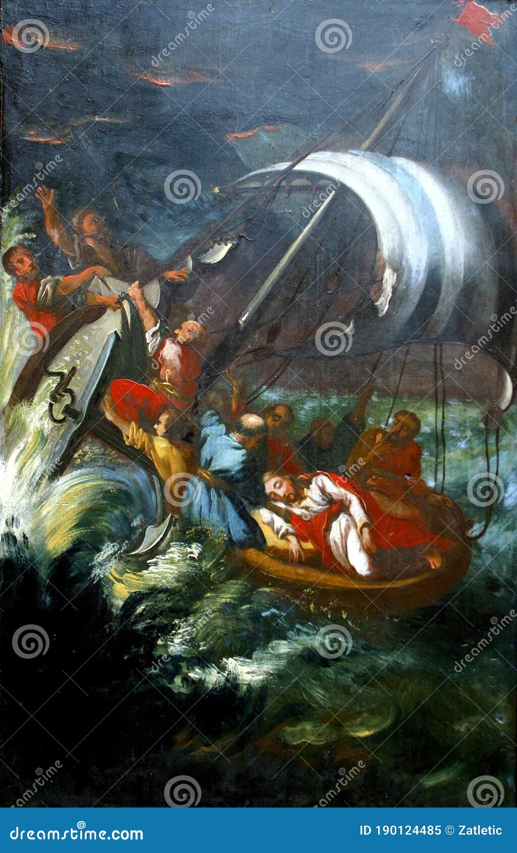 jesus calms a storm on the sea