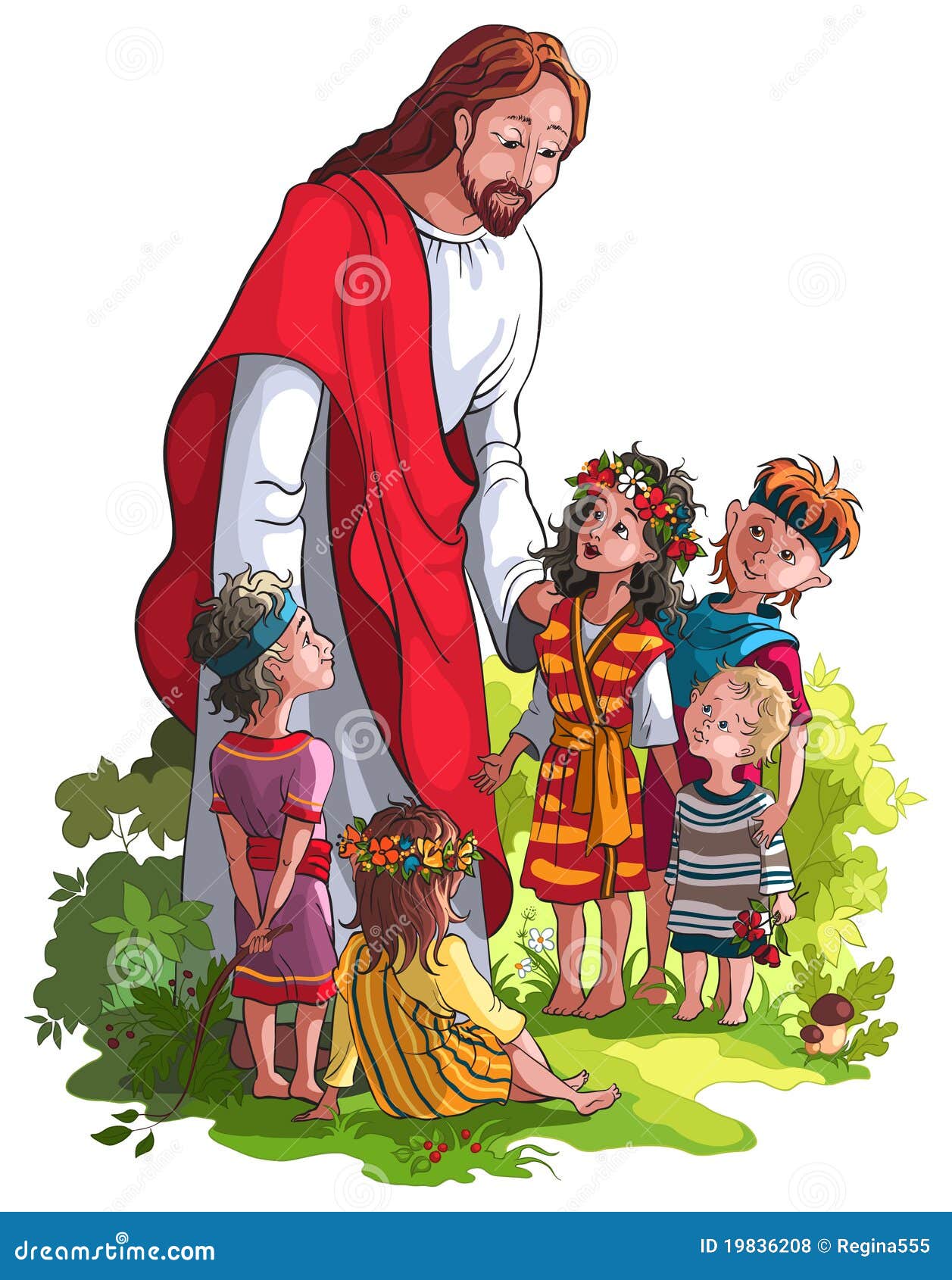 Jesus with Children stock vector. Illustration of blessing - 19836208