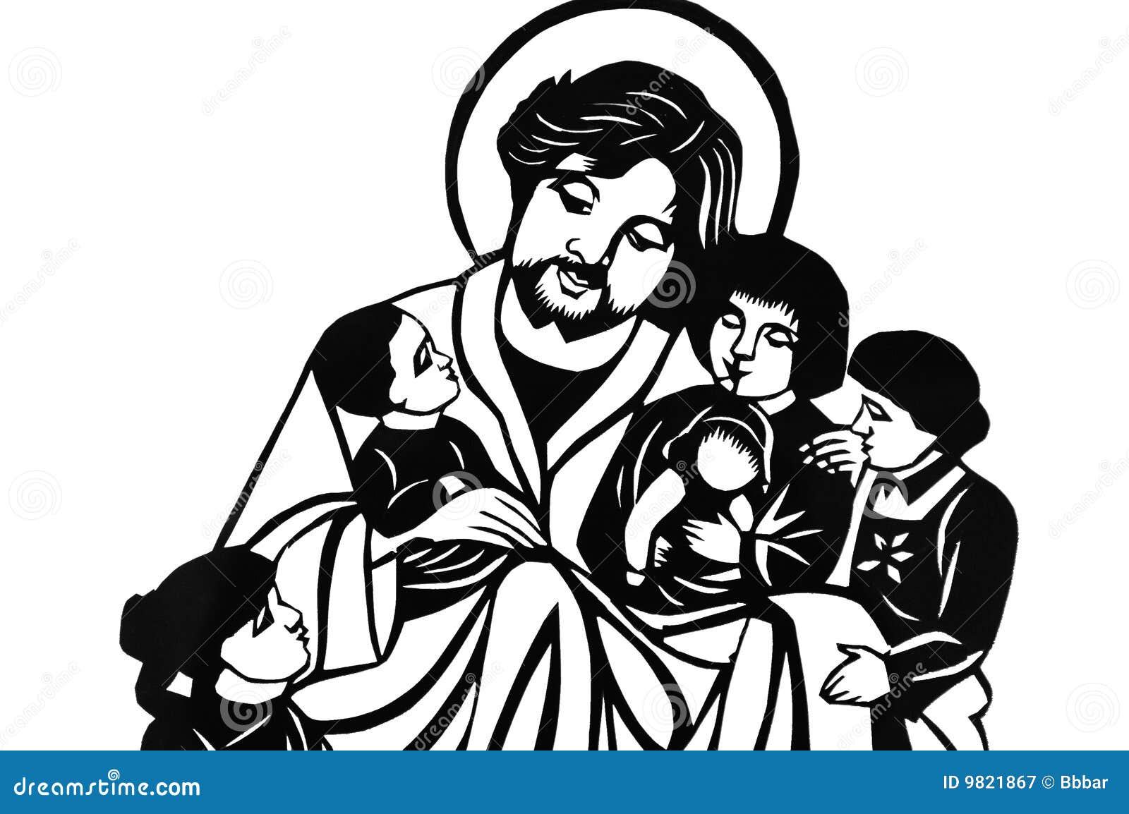 Jesus with children stock illustration. Illustration of faithful ...