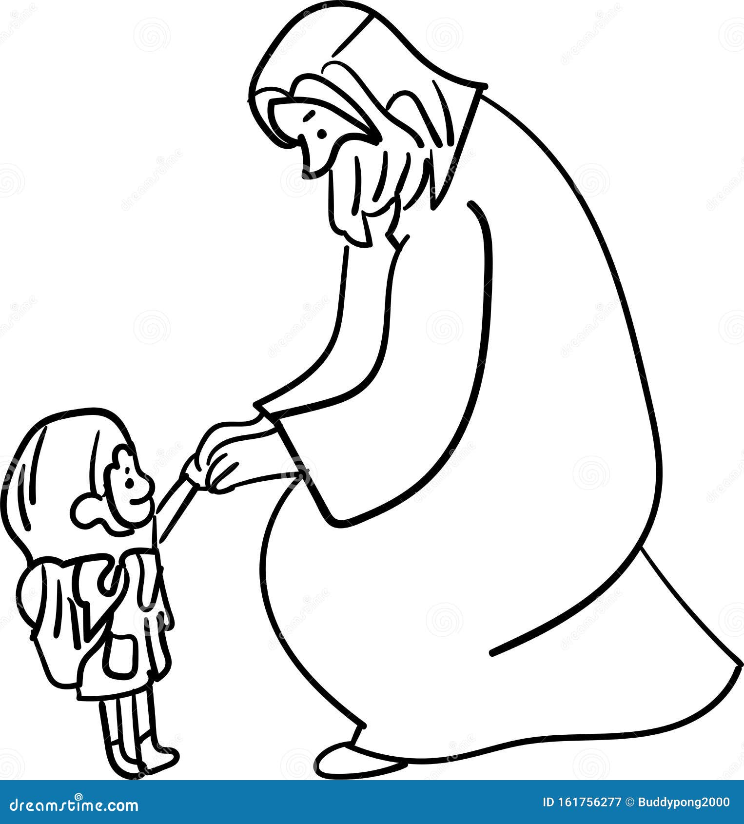 Jesus and Children Line Art Design for Cartoon Icon Illustration ...