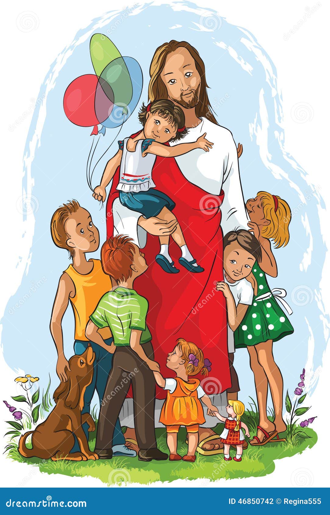 Jesus With Children Stock Vector - Image: 46850742