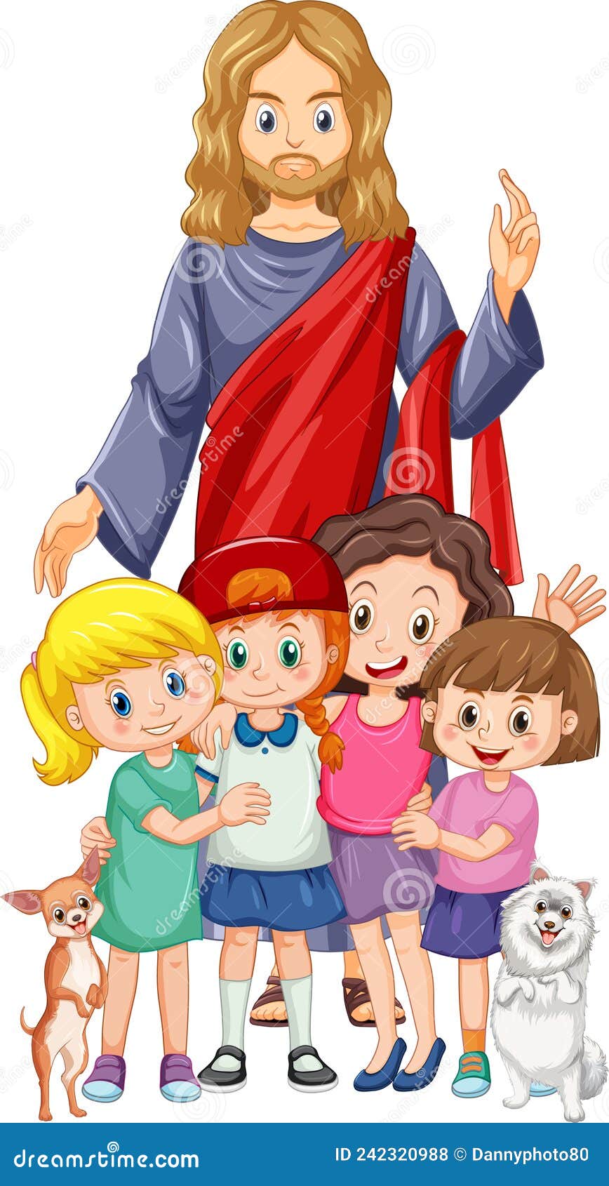 Jesus and Children on White Background Stock Vector - Illustration of ...