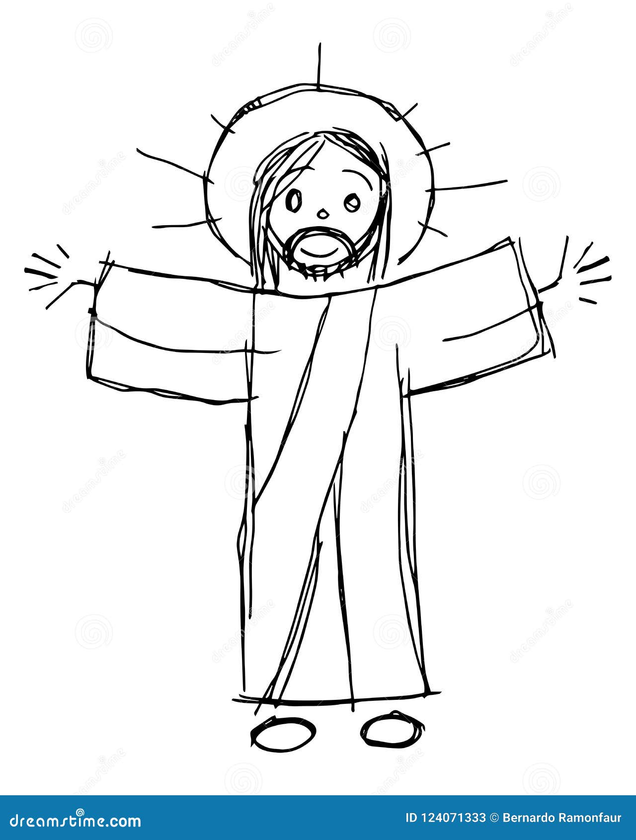 Jesus Christ Childish Style Stock Illustration - Illustration of divine ...