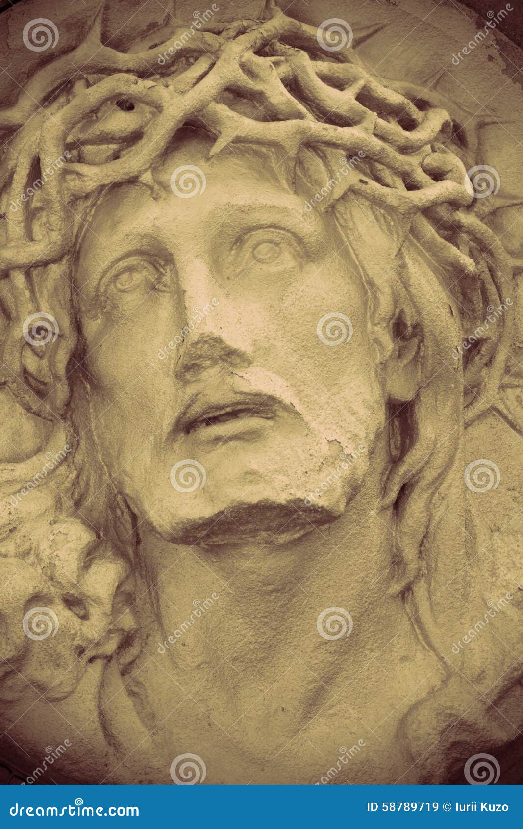 Jesus Christ in a Crown of Thorns (retro Styled) Stock Image - Image of ...