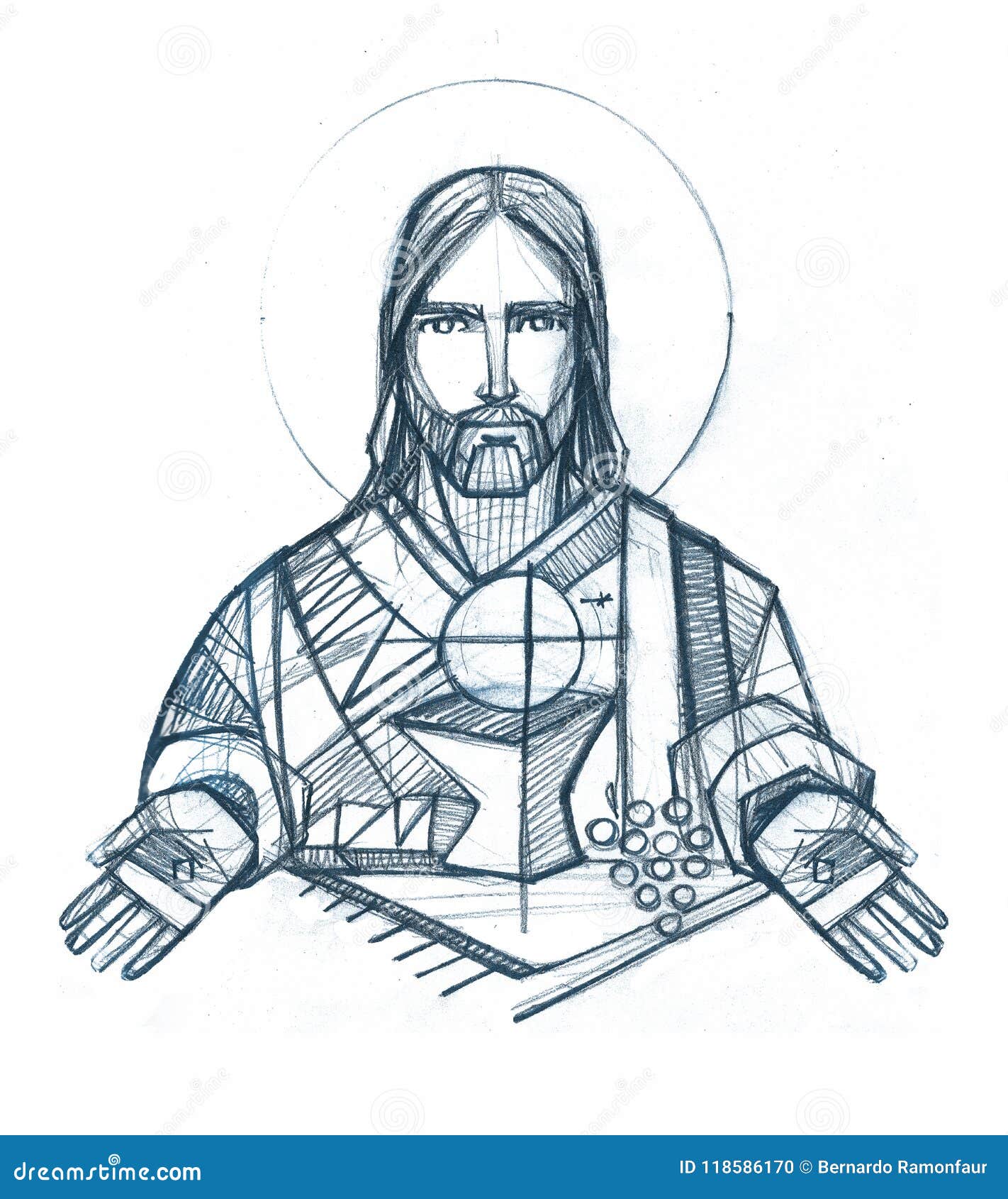 Jesus Christ And Eucharist Illustration | CartoonDealer.com #118586170