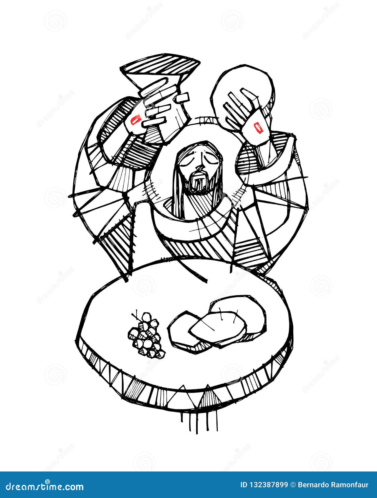 Jesus Christ at Eucharist Illustration Stock Vector Illustration of