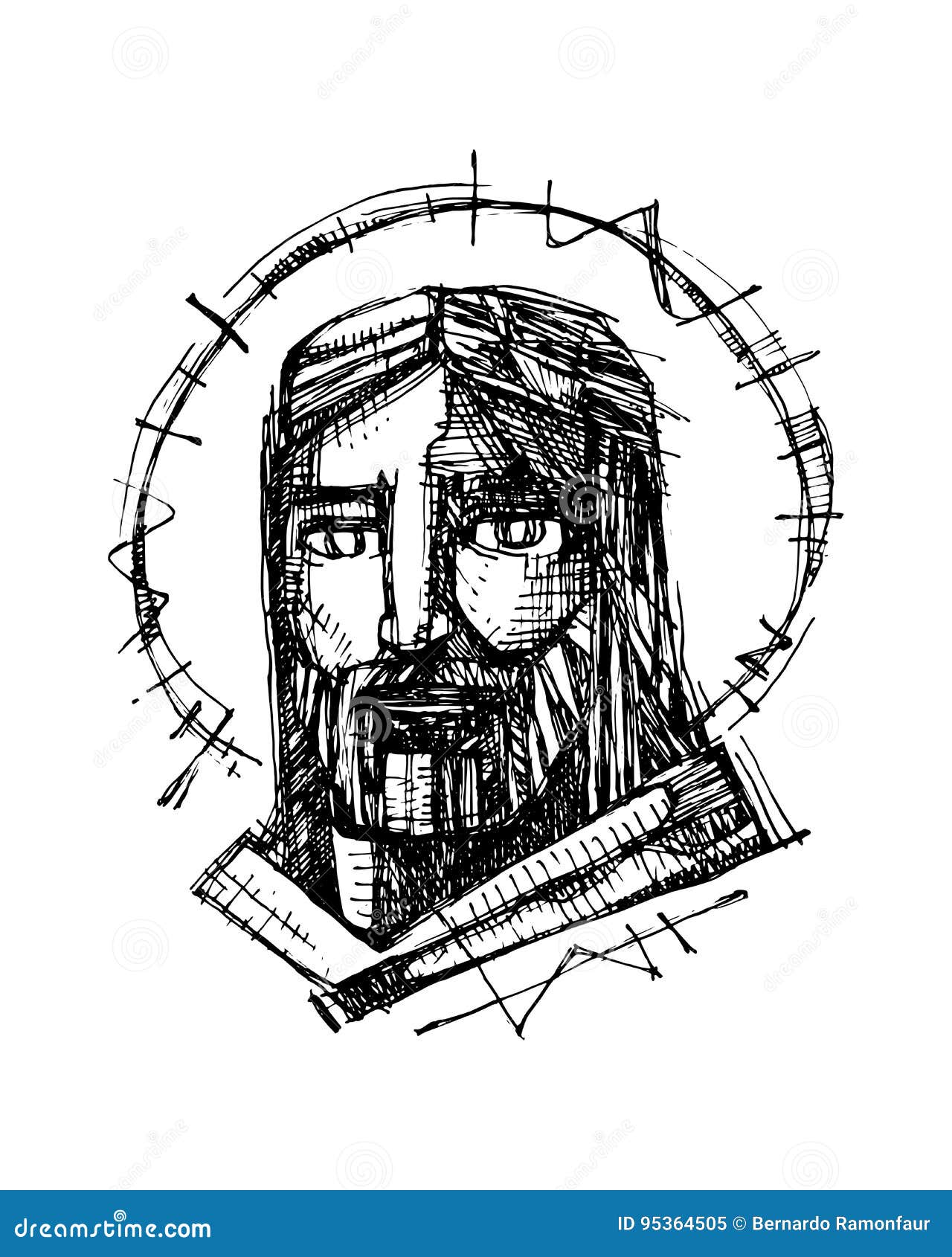 Jesus Christ Face stock vector. Illustration of divine - 95364505