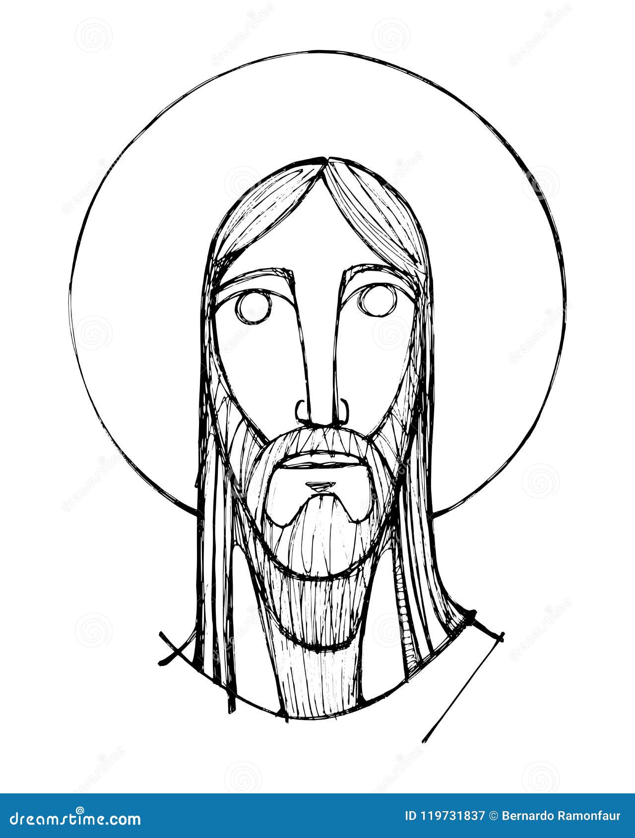 Jesus Christ Face Ink Illustration Stock Vector - Illustration of shape ...