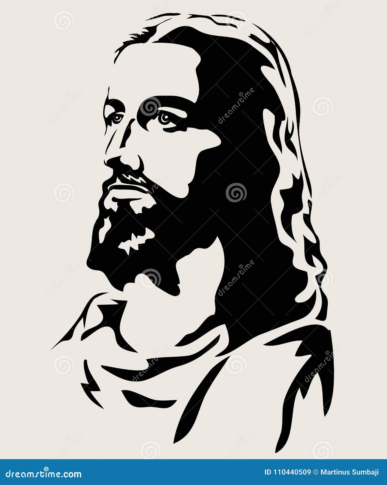 Jesus Christ Face Silhouette , Art Vector Design Stock Vector ...