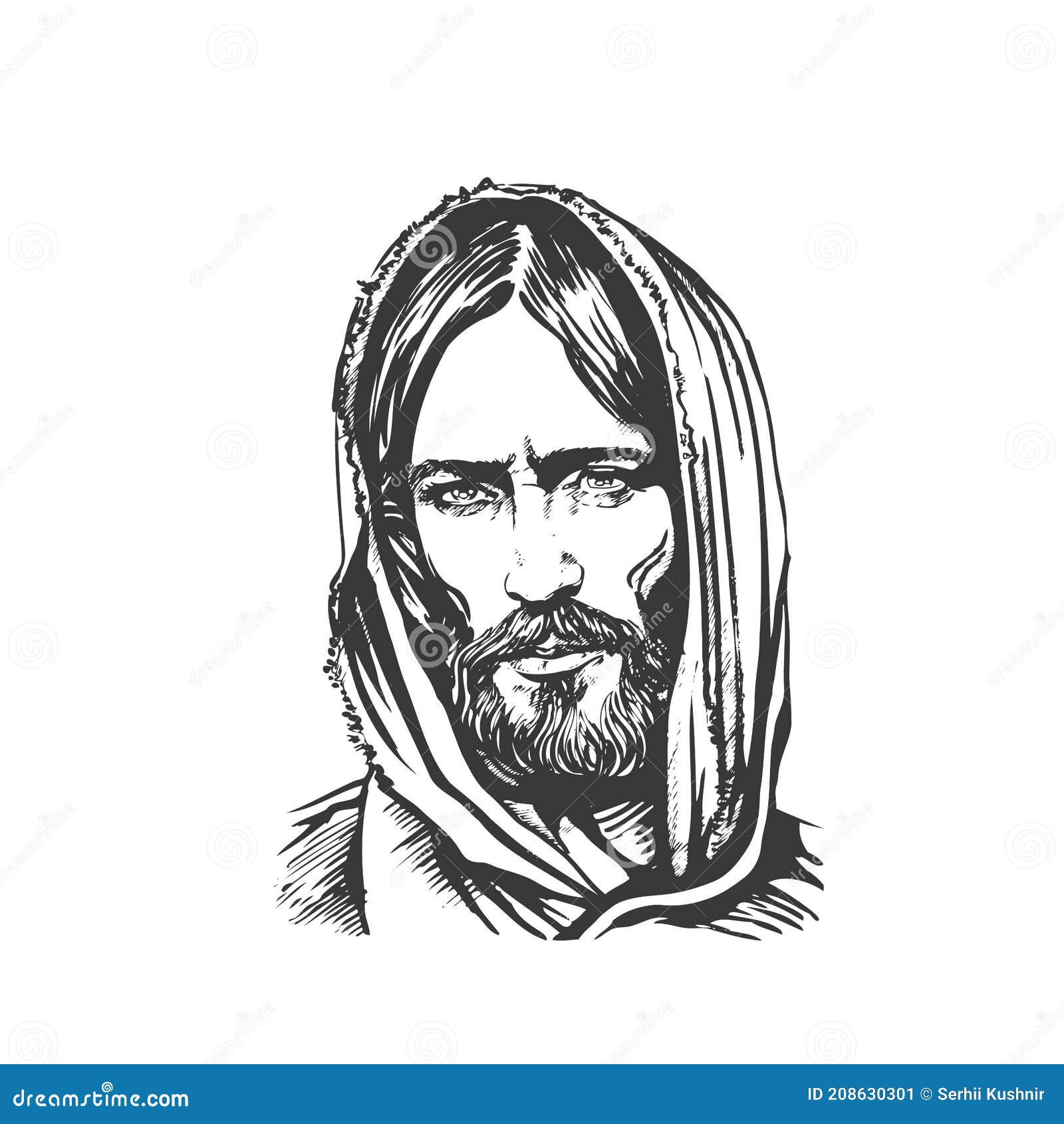 Jesus Christ, Graphic Portrait. Hand Drawing. Vector Stock Vector ...